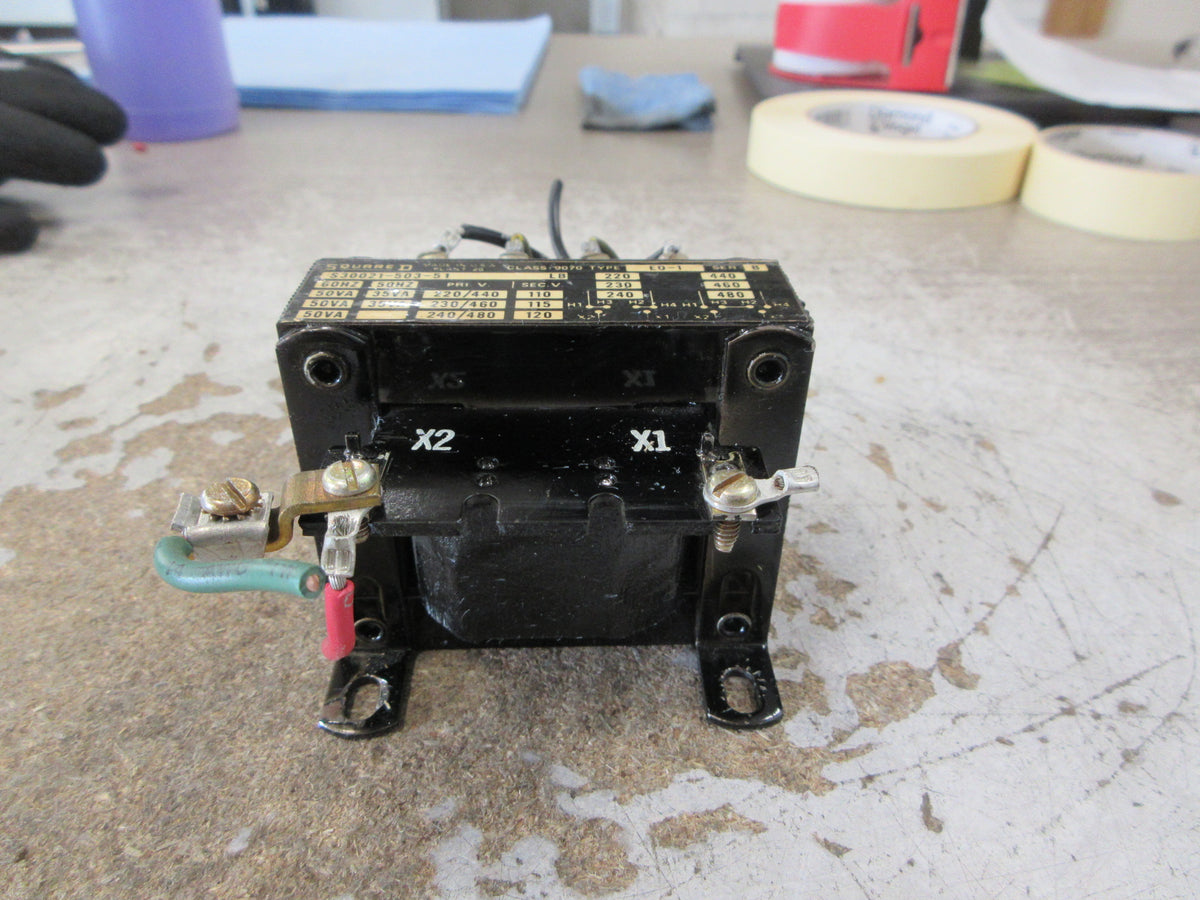 Square D Transformer 9070 E0-1 Ser. B 50VA Pri: 240/480V Sec: 120V Used