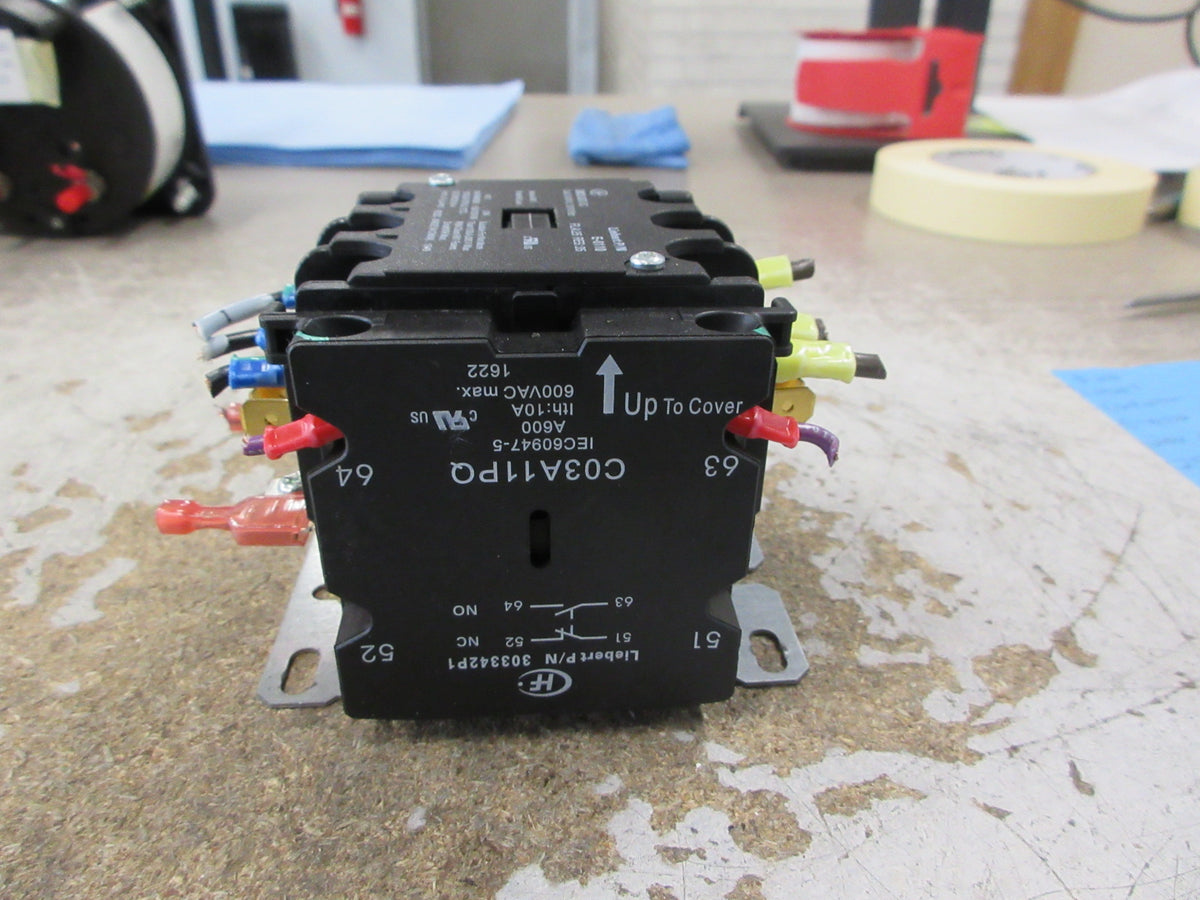 Liebert Contactor E-0110 24V Coil 25A 600V W/Aux Contact Used