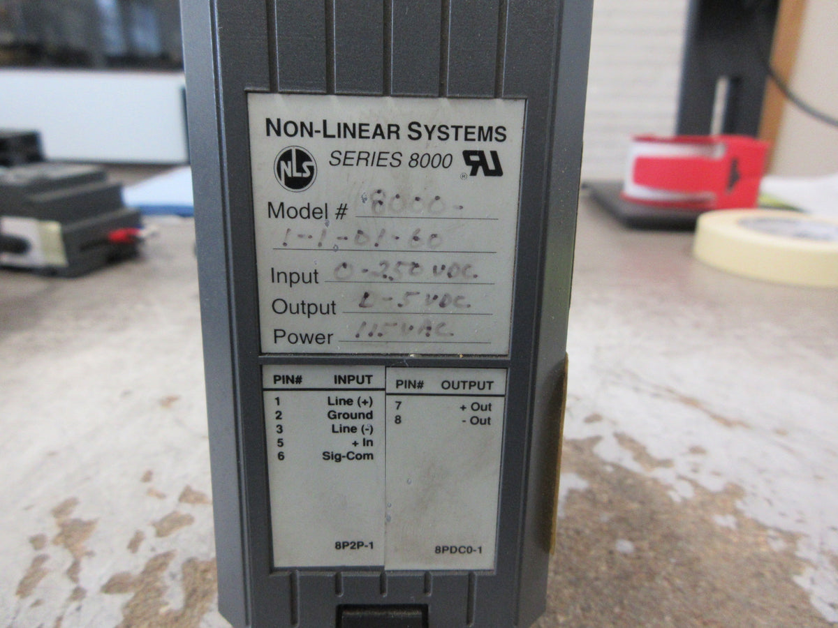 NLS Series 8000 Signal Conditioner Relay 8000-1-1-01-60 W/Base Used