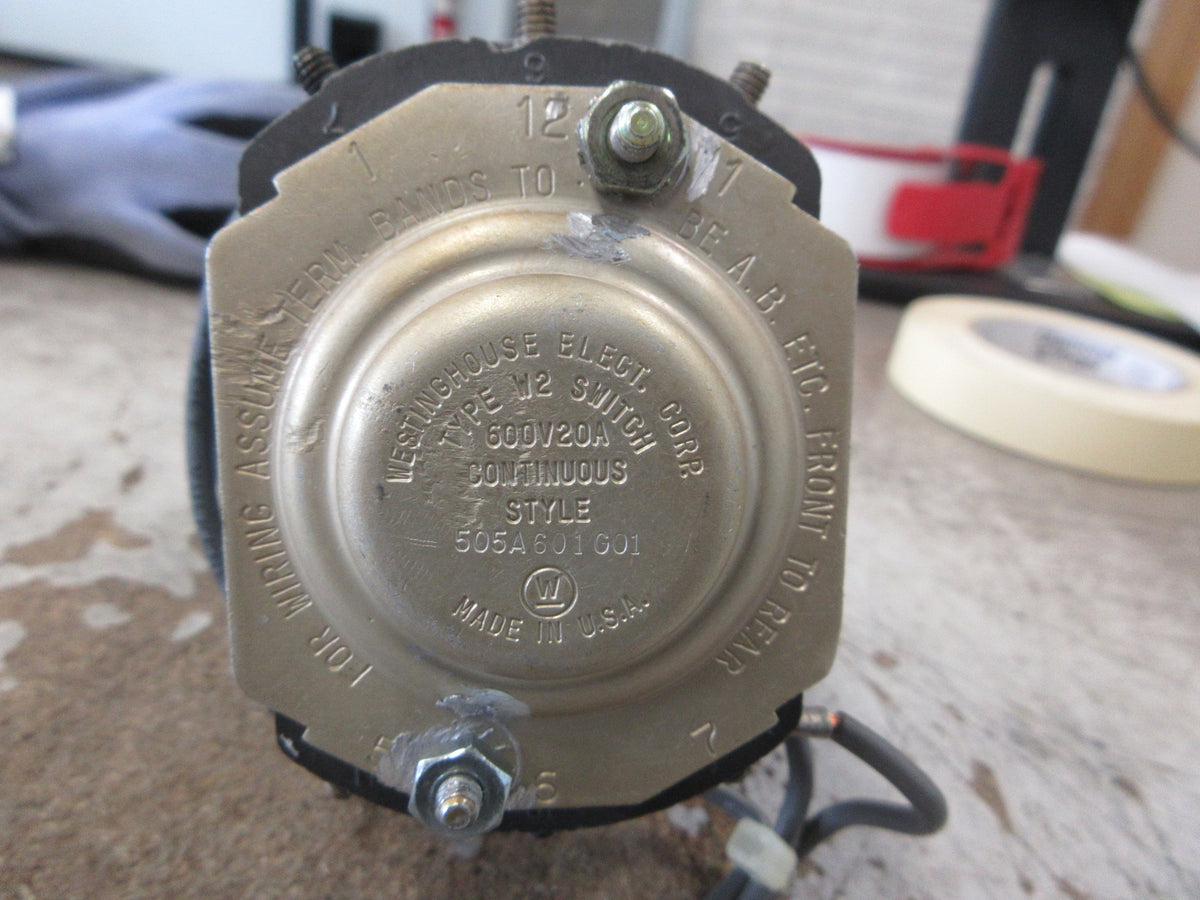 Westinghouse Type W2 Rotary Switch 505A601G01 20A 600V Used