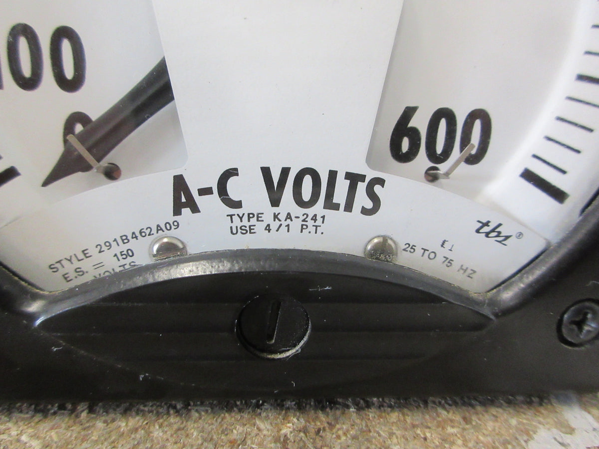 Westinghouse Type KA-241 AC Voltmeter 291B462A09 Range: 0-600V Used