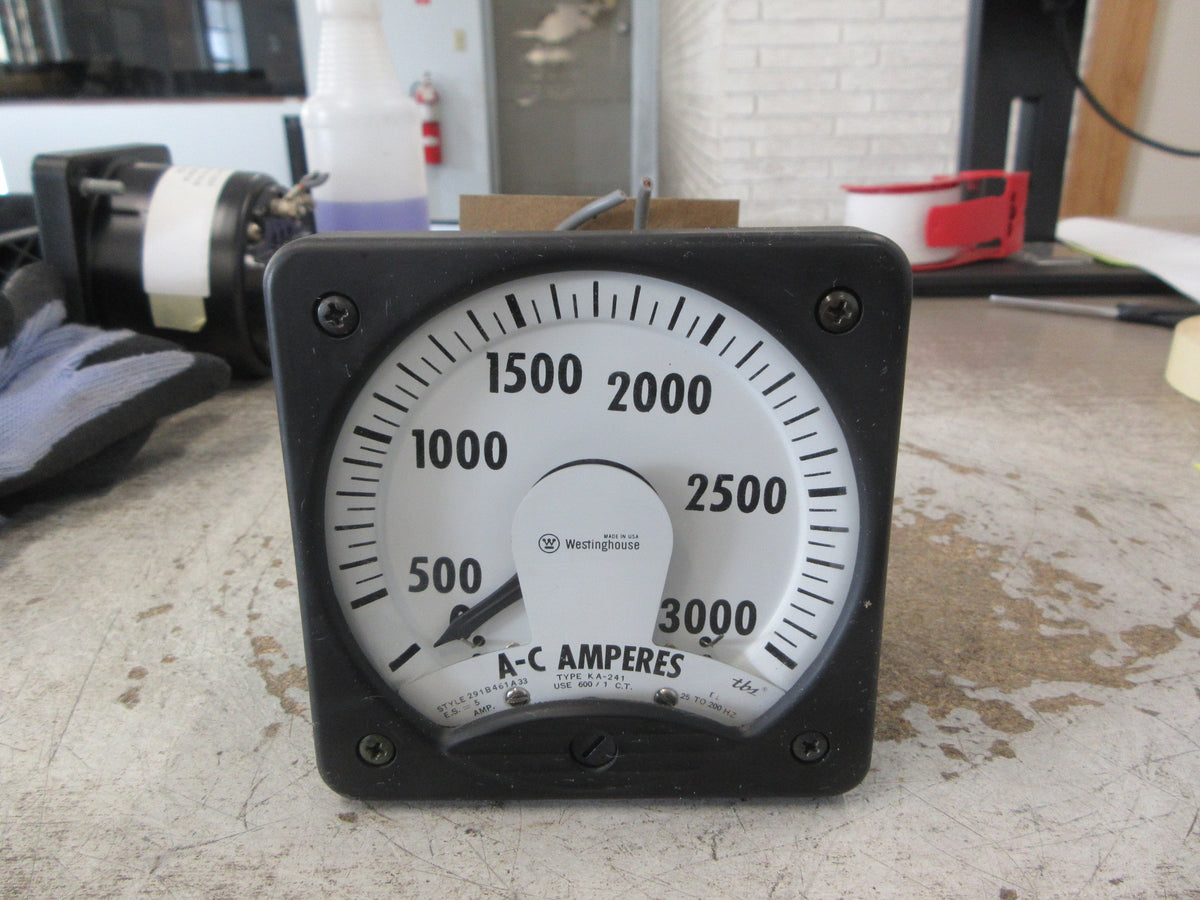 Westinghouse Type KA-241 AC Ammeter 291B461A33 Range: 0-3000A Used