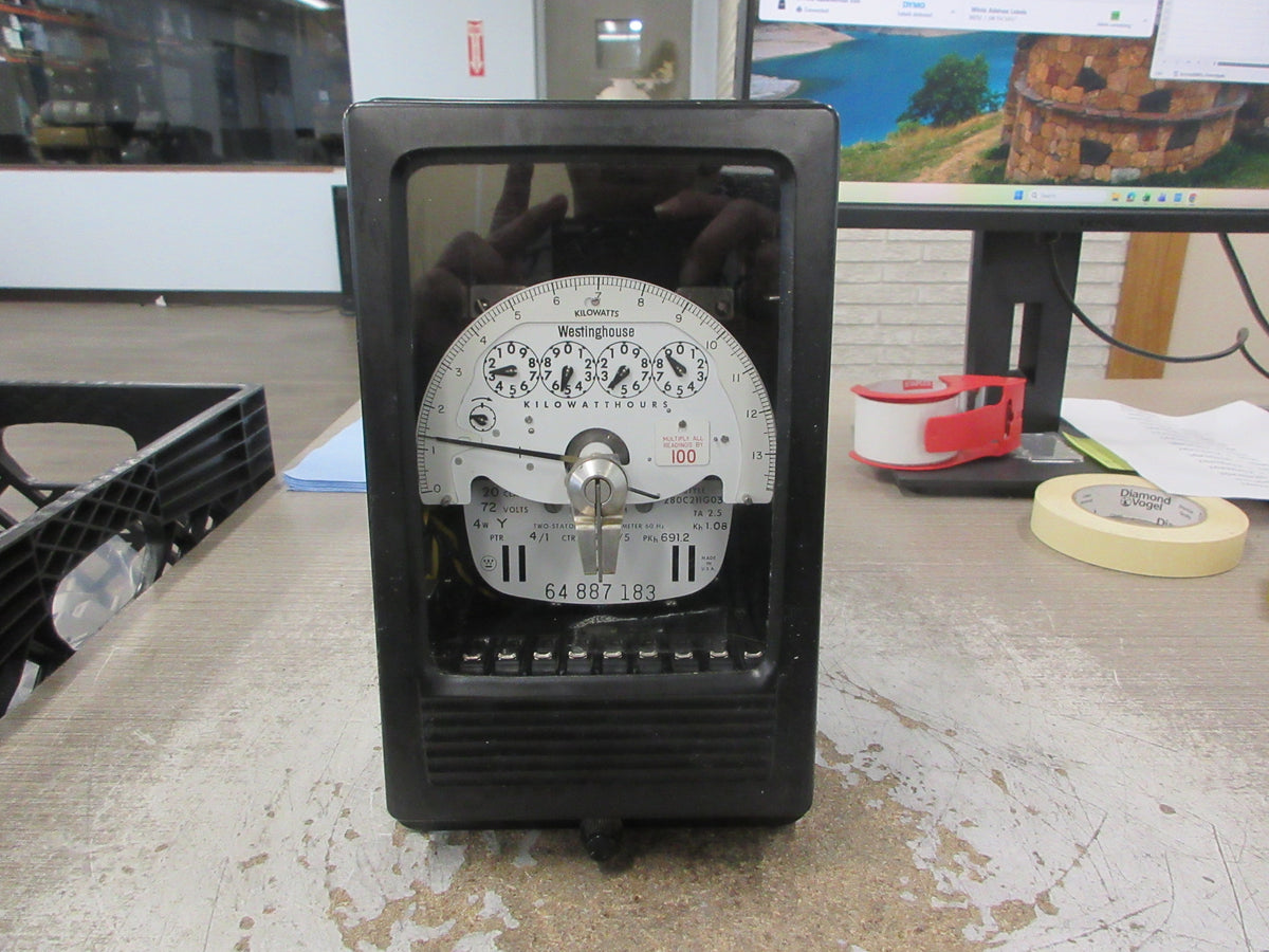 Westinghouse Type D4B-8FM Watthour Meter 280C211G03 72V 4W PTR 4/1 Used