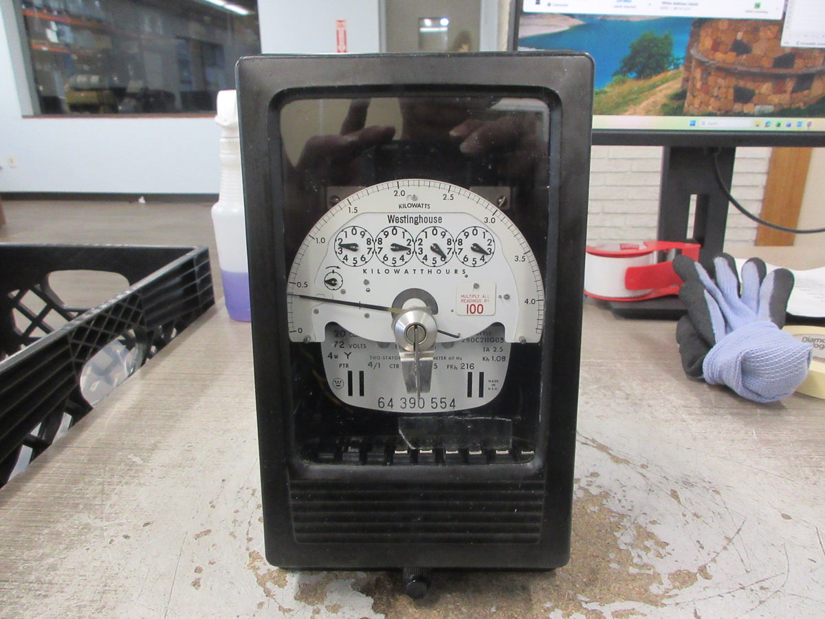 Westinghouse Type D4B-8FM Watthour Meter 280C211G03 72V 4W PTR: 4/1 Used