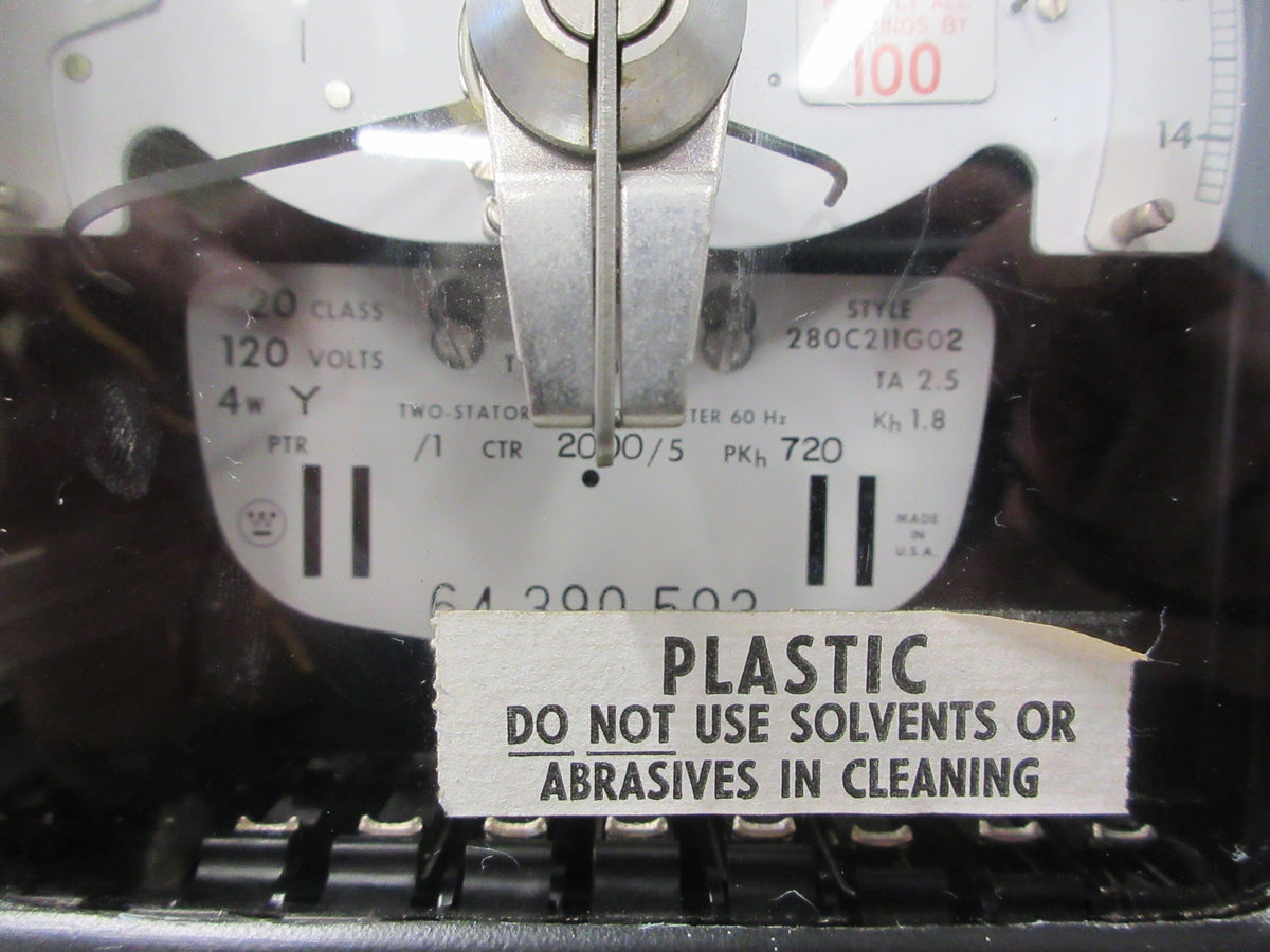 Westinghouse Type D4B-8FM Watthour Meter 280C211G02 120V 4W PTR: 1 Used
