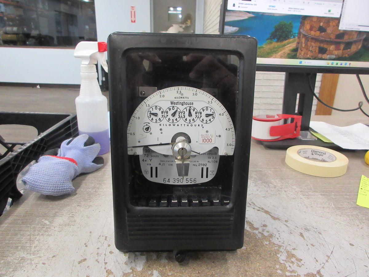 Westinghouse Type D4B-8FM Watthour Meter 280C211G03 72V 4W PTR: 4/1 Used