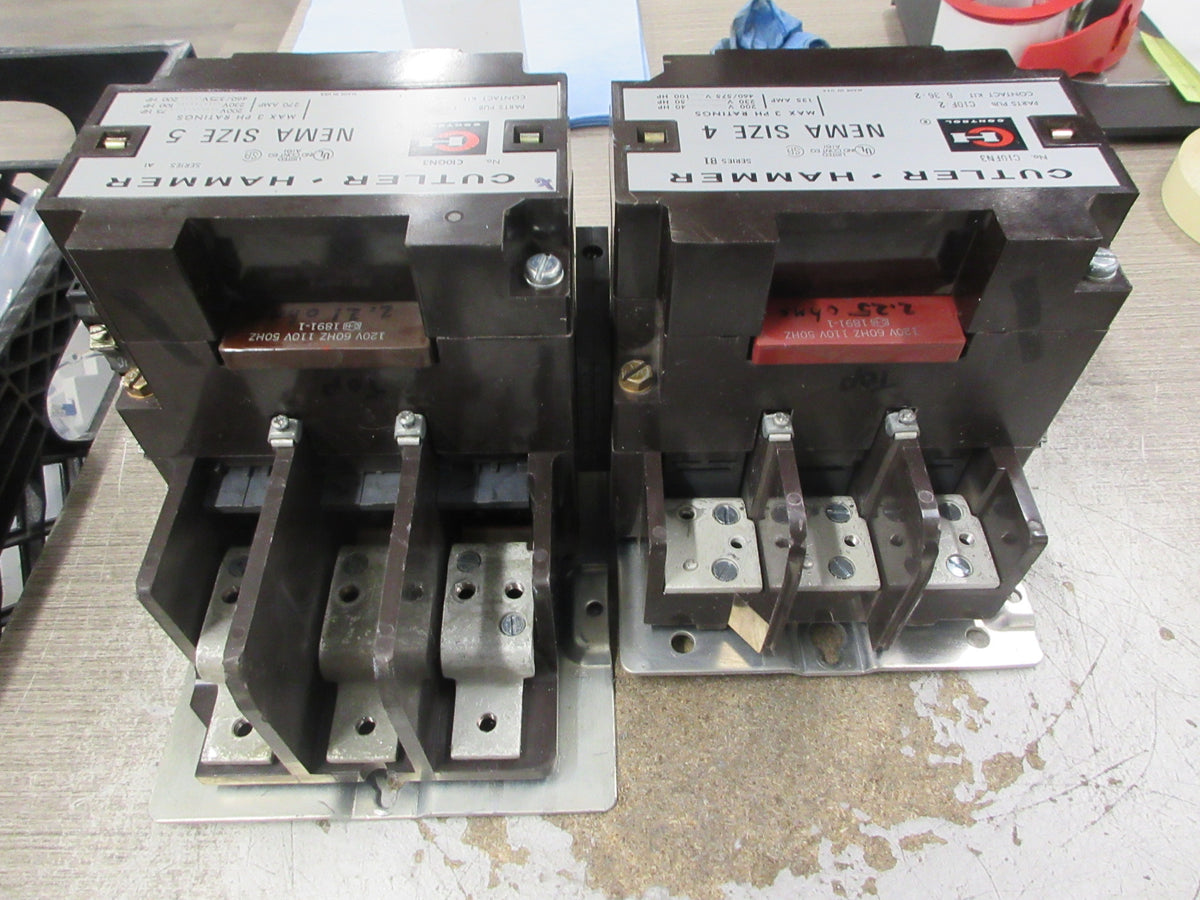 Cutler-Hammer 2-Speed Contactor C10FN3 / C10GN3 Size 4 / Size 5 120V Coil Used