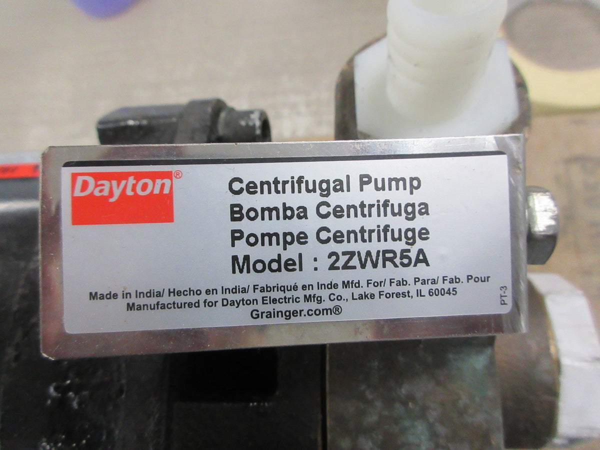Dayton Centrifugal Pump 2ZWR5A 0.5HP 115/230V 1Ph 3450RPM Used