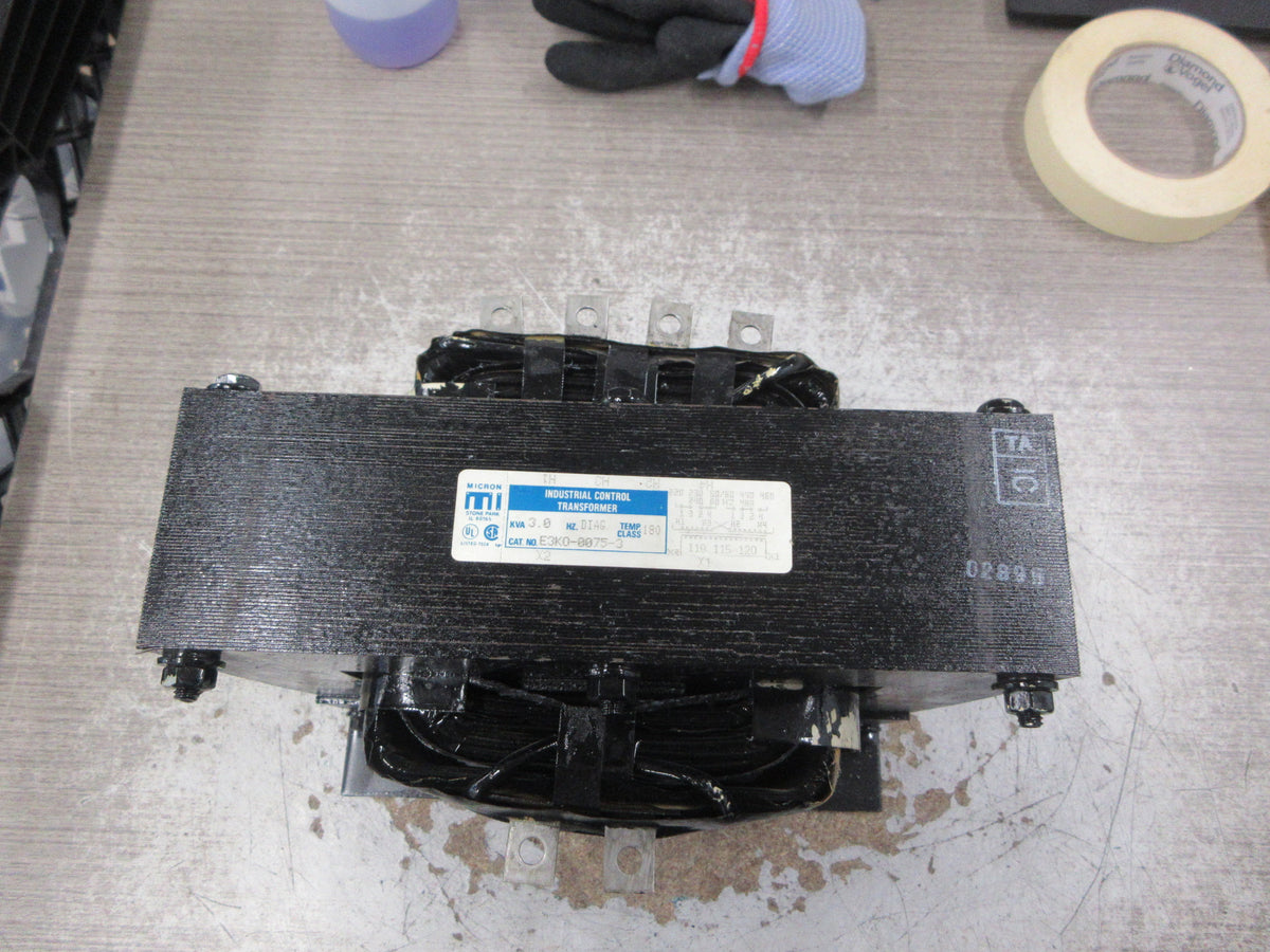 Micron Control Transformer E3KO-0075-3 3 KVA Pri: 240/480V Sec: 120V Used