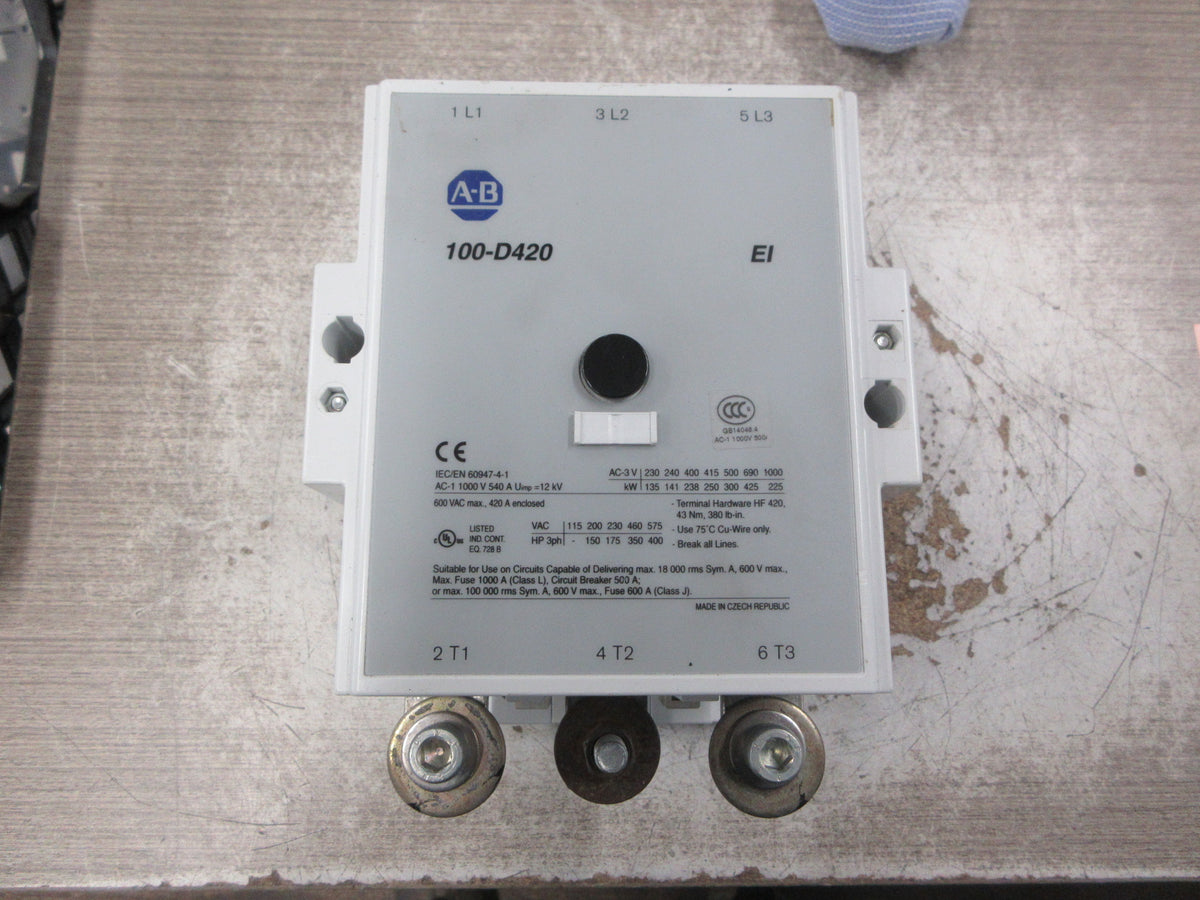 Allen-Bradley Contactor 100-D420 380-500V Coil 420A 600V 3Ph Used