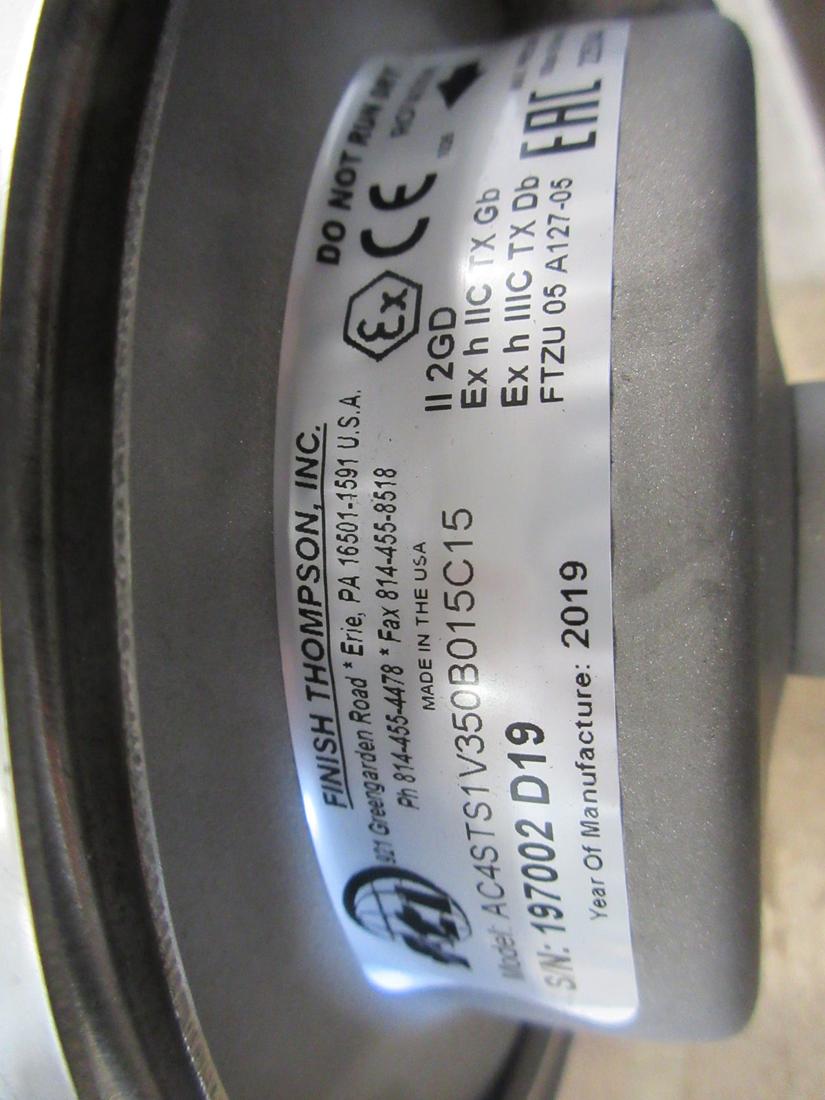 Finish Thompson Stainless Steel Centrifugal Pump AC4STS1V350B015C15 New Surplus