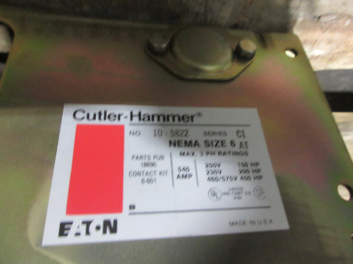 Eaton Cutler-Hammer Size 6 Contactor 10-5822 Ser. C1 540A 600V 3Ph Used