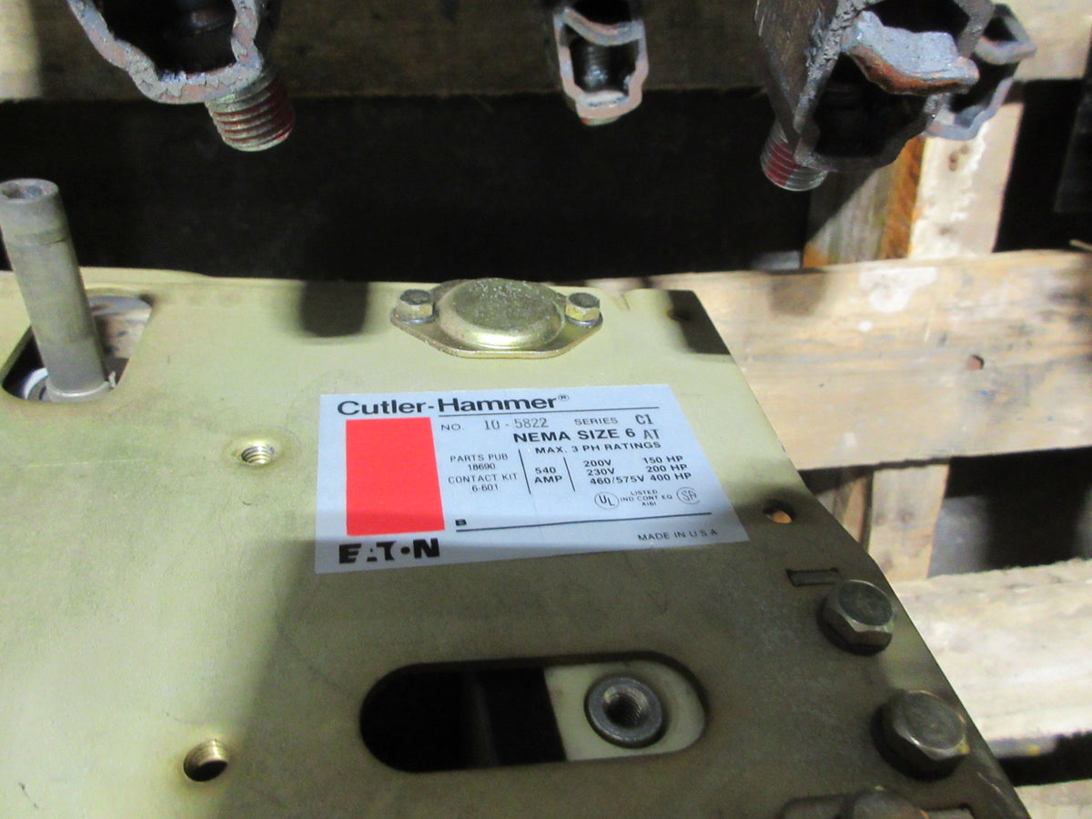 Eaton Cutler-Hammer Size 6 Contactor 10-5822 Ser. C1 540A 600V 3Ph Used