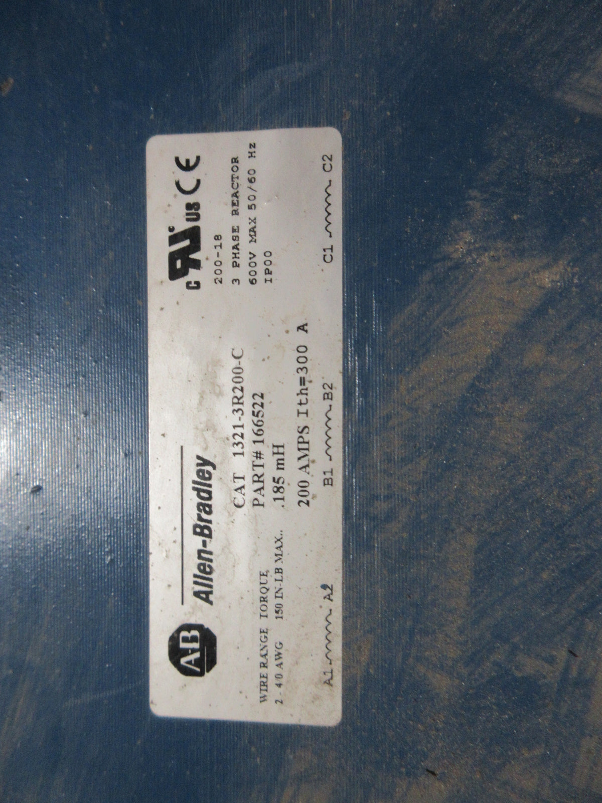 Allen-Bradley 3Ph Line Reactor 1321-3R200-C 0.185mH 200A 600V 50/60Hz Used