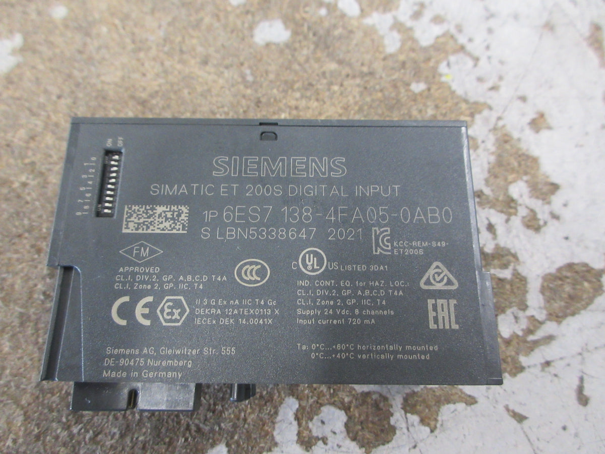 Siemens Simatic ET 200S Digital Input Module 6ES7 138-4FA05-0AB0 Used