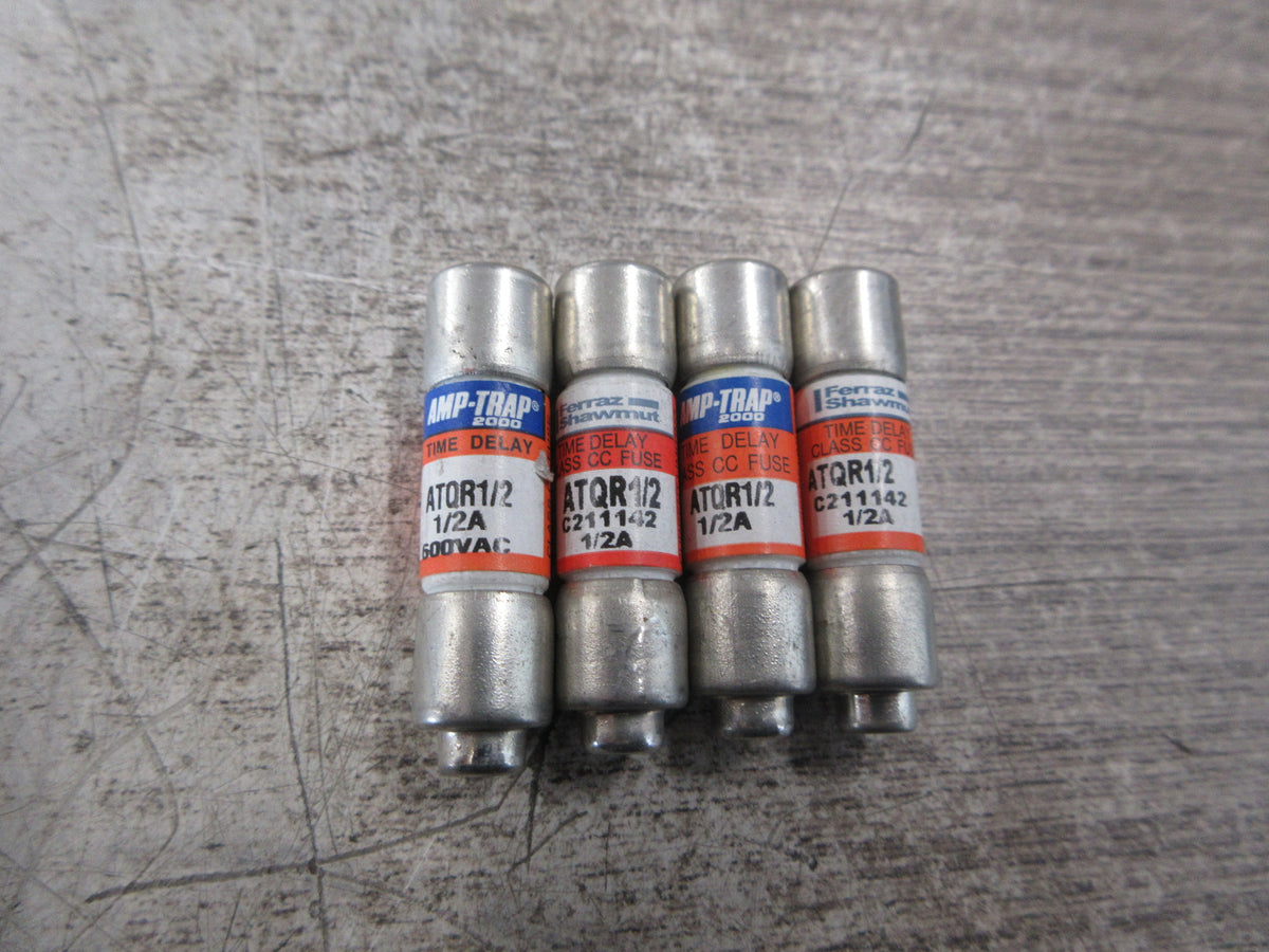 Ferraz Shawmut Amp-Trap 2000 Fuse ATQR1/2 600V 1/2A *Lot of 4* Used*