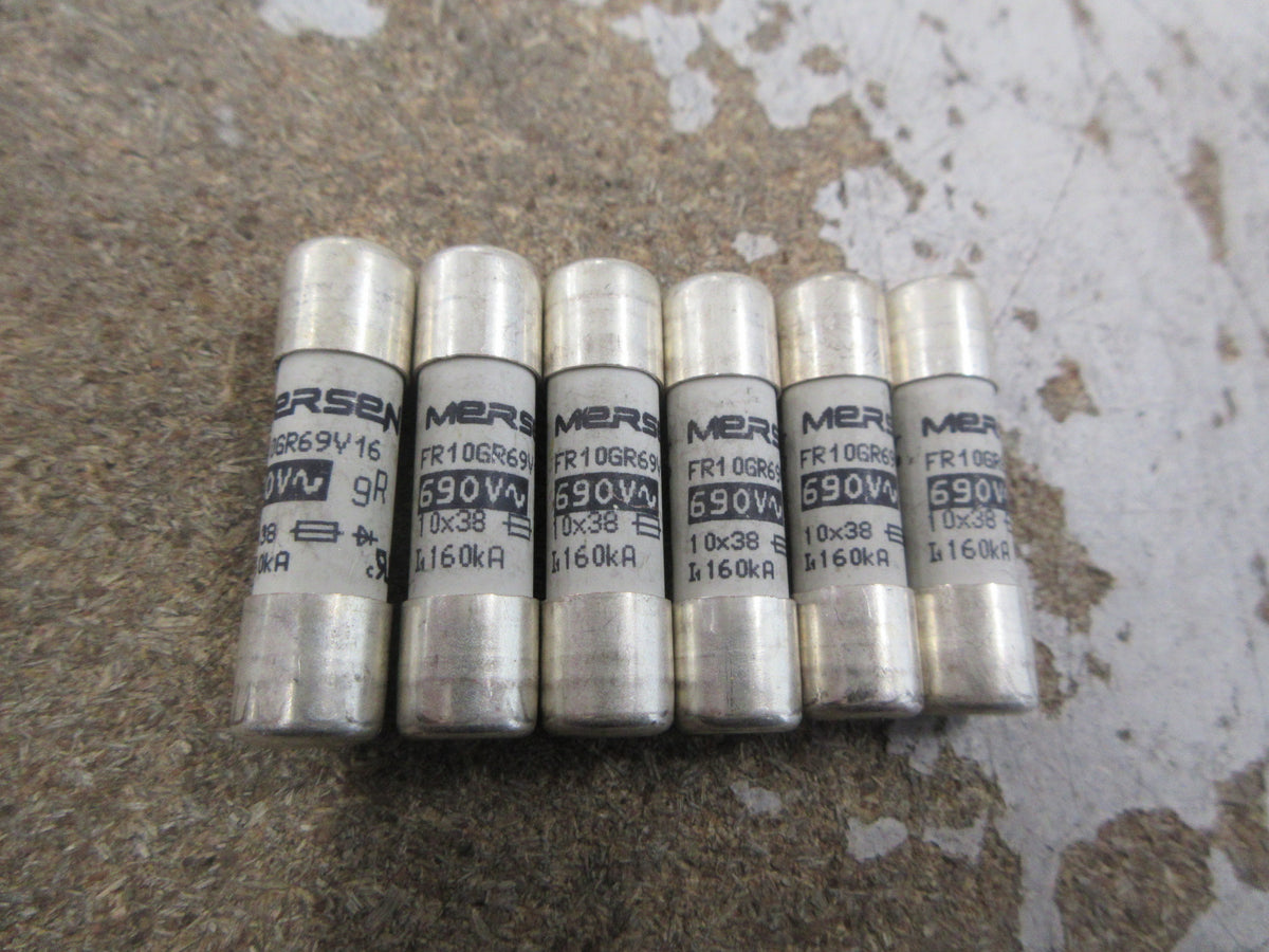 Mersen Protistor Fuse FR10GR69V16 16A 690V *Lot of 6* Used