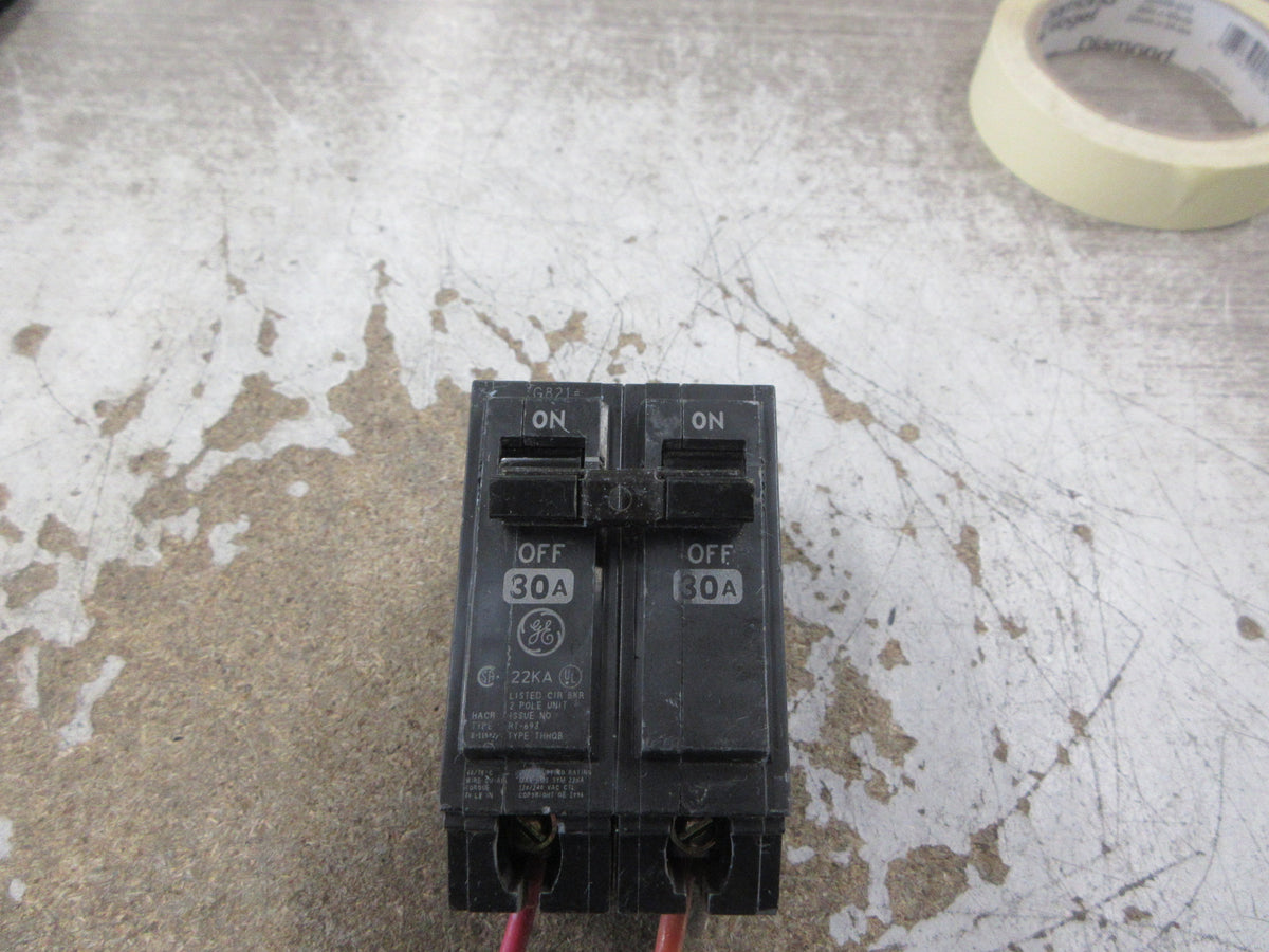 GE Bolt-On Circuit Breaker THHQB2130 30A 120/240V 2P 22K AIC Used