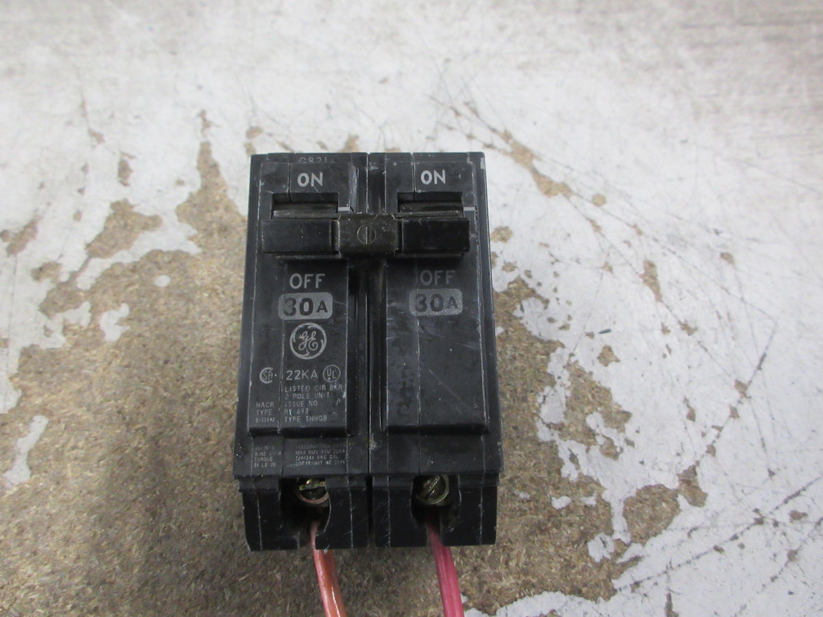 GE Bolt-On Circuit Breaker THHQB2130 30A 120/240V 2P 22K AIC Used