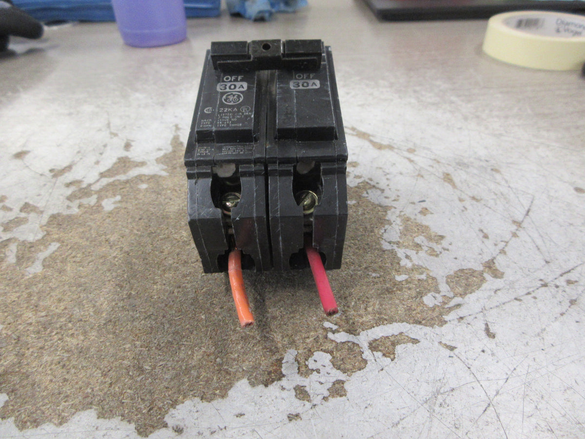 GE Bolt-On Circuit Breaker THHQB2130 30A 120/240V 2P 22K AIC Used