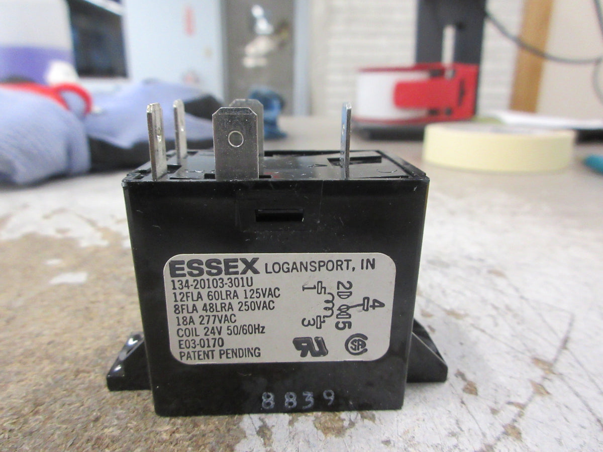 ESSEX Relay 134-20103-301U 24V Coil 18A 277V Used