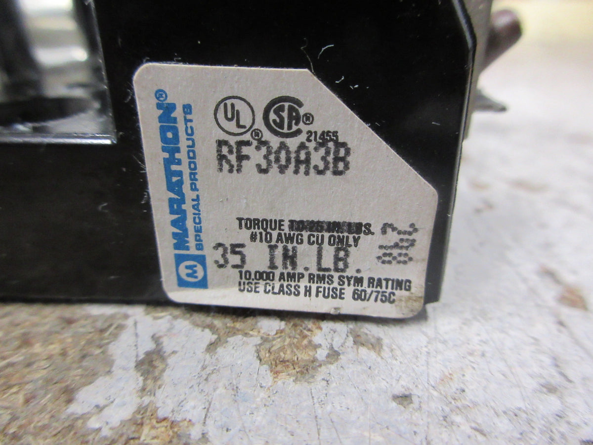 Marathon Fuseholder RF30A3B 30A 250V 3P Used