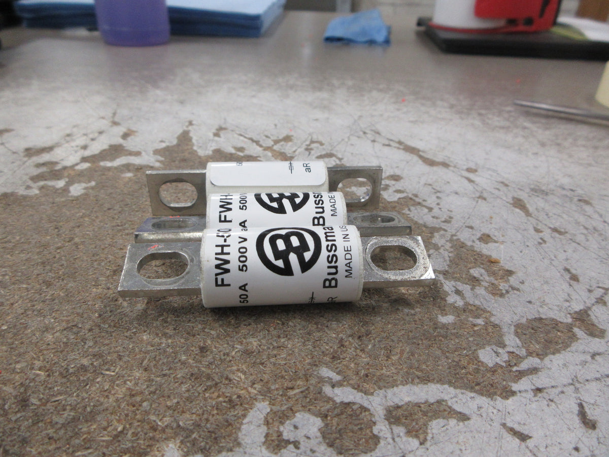 Bussmann Fuse FWH-50A 500V 50A *Lot of 3* Used