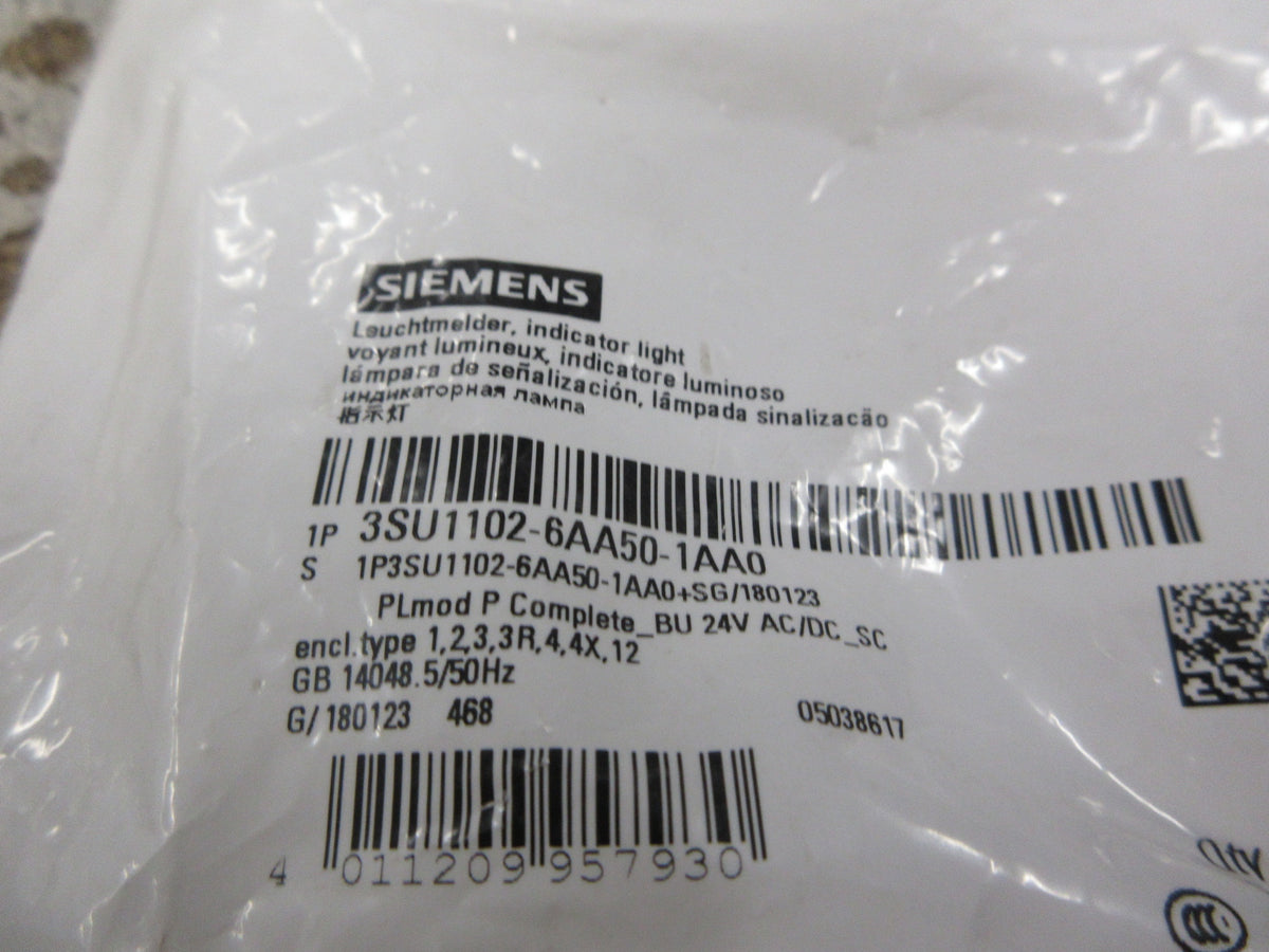 Siemens Indicator Light 3SU1102-6AA50-1AA0 24V AC/DC Blue *Lot of 2* New Surplus