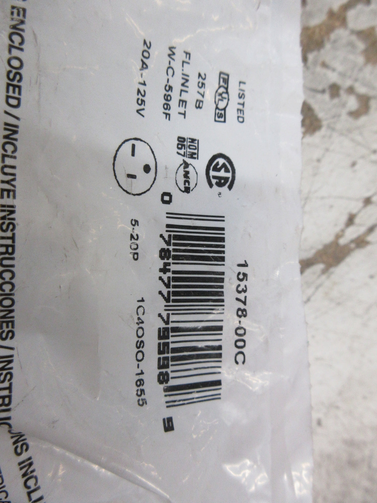 Leviton Flanged Inlet 15378-00C 20A 125V Nema 5-20P *No Box* New Surplus