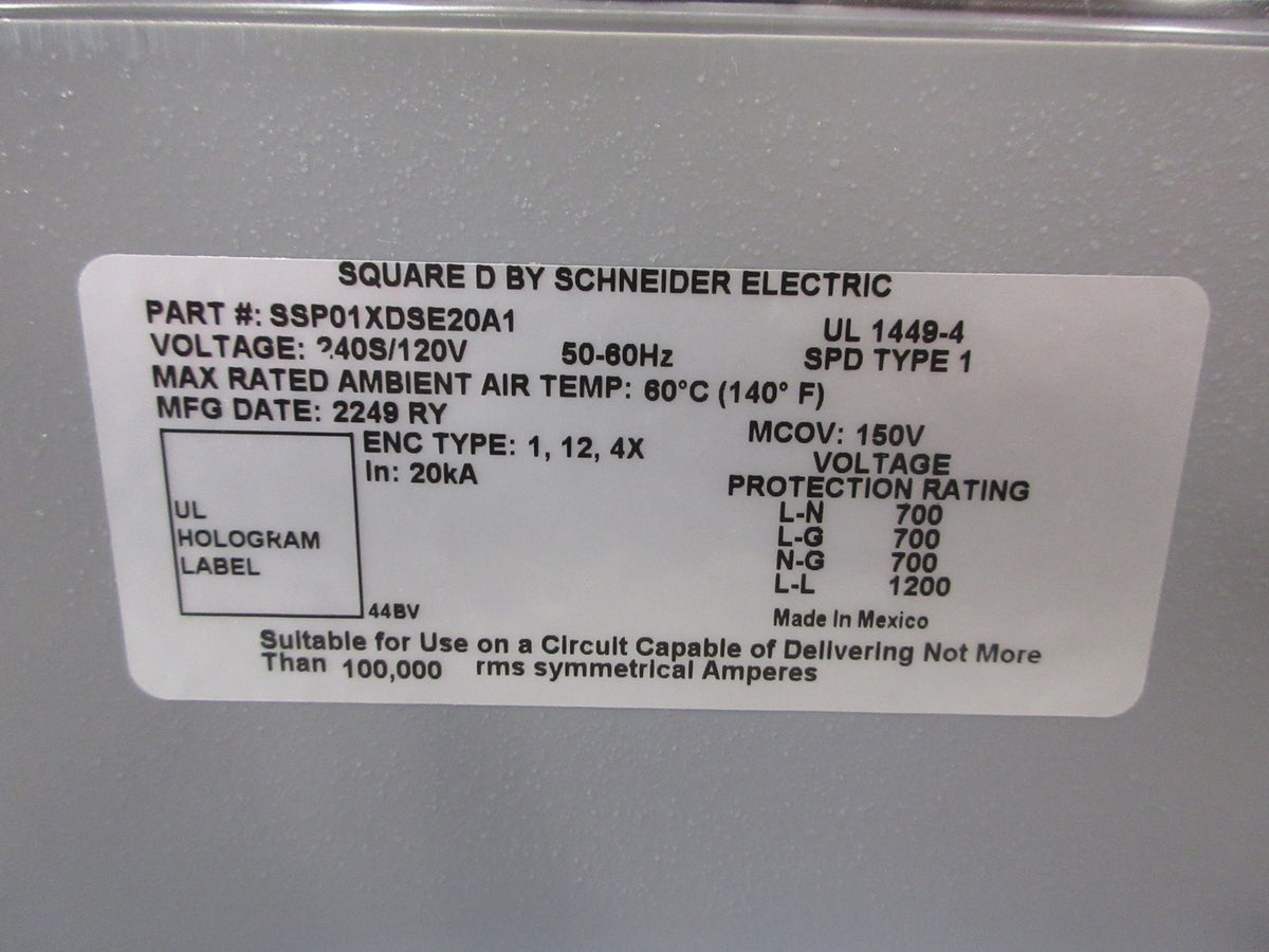Square D Surge Protective Device SSP01XDSE20A1 Ser. 000 120/240V New Surplus
