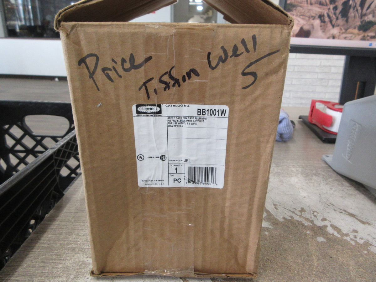 Hubbell Angle Back Box BB1001W 100A Devices Aluminum 1 1/2" Hub New Surplus