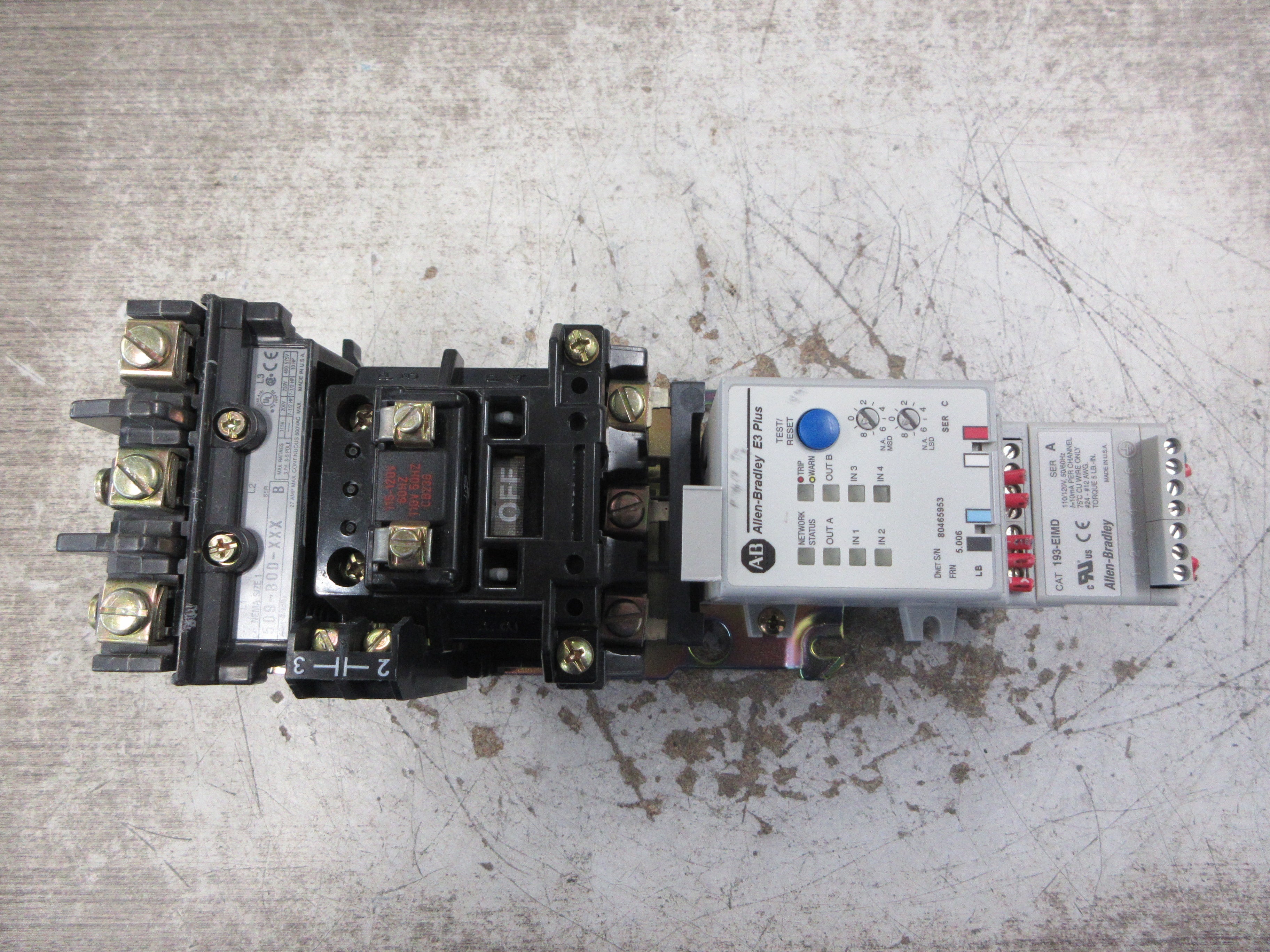 Allen-Bradley Size 1 Starter 509-BOD-XX/592-EC2CC 115-120V Coil Trip: 5-25A Used