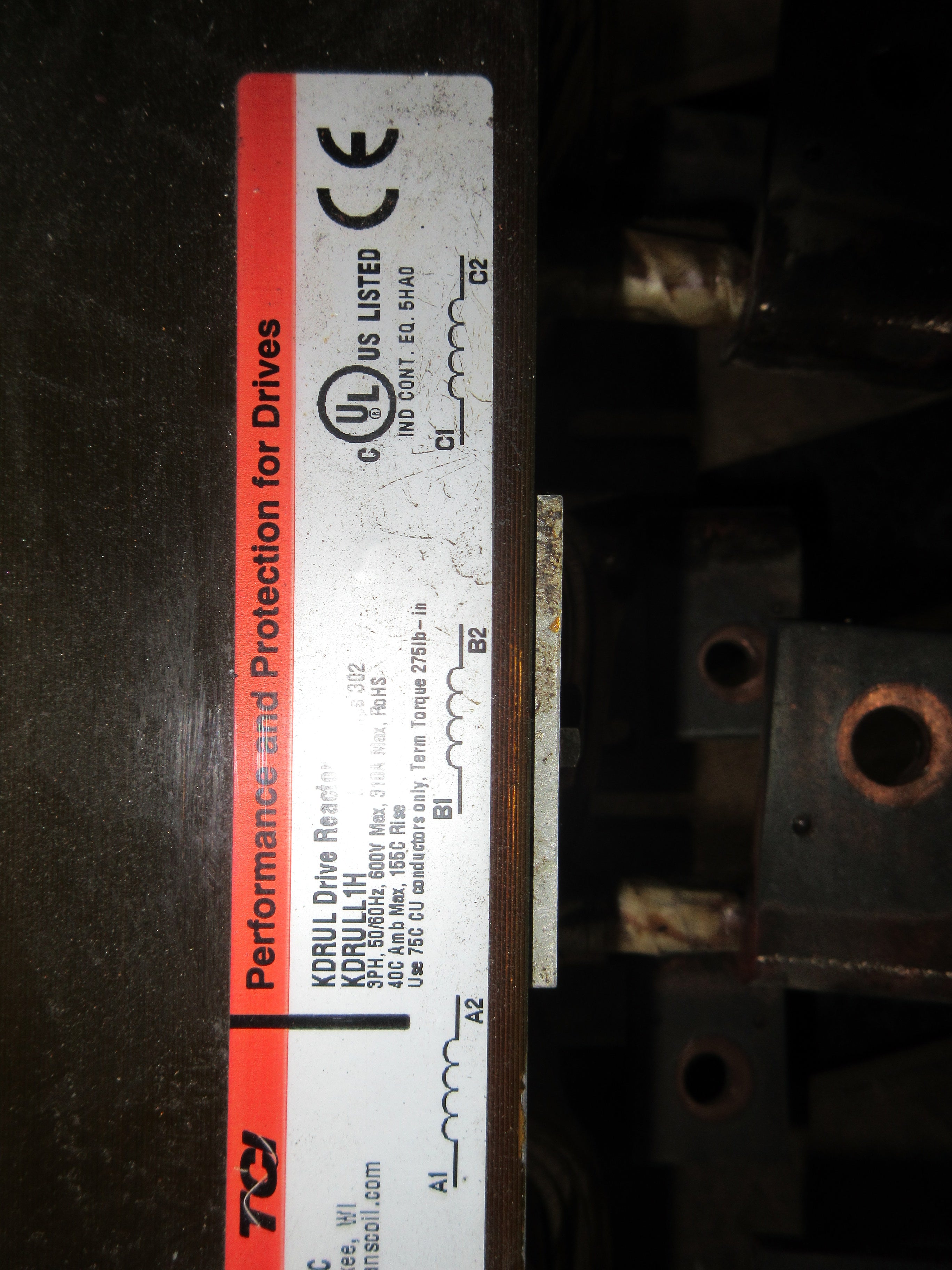 TCI Drive Reactor KDRULL1H 310A 600V 50/60Hz 3Ph Motor: 302A Used