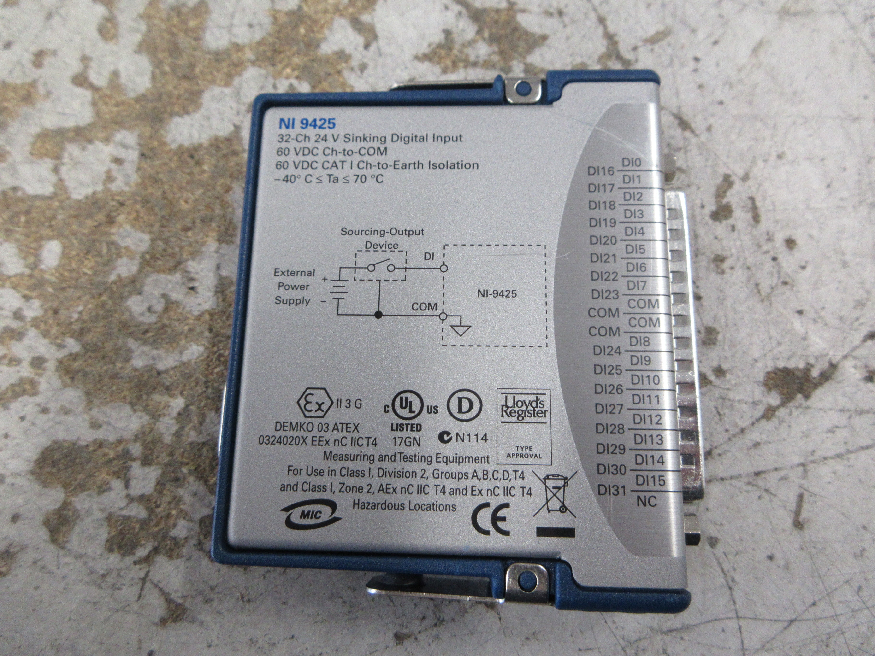 National Instruments NI 9425 Sinking Digital Input Module 199019B-02L 32-Ch Used