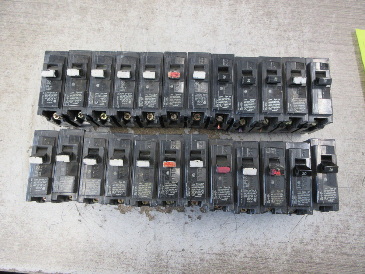 Siemens/ITE Circuit Breaker Q120 20A 120/240V 1P *Lot of 24* Clip On Used