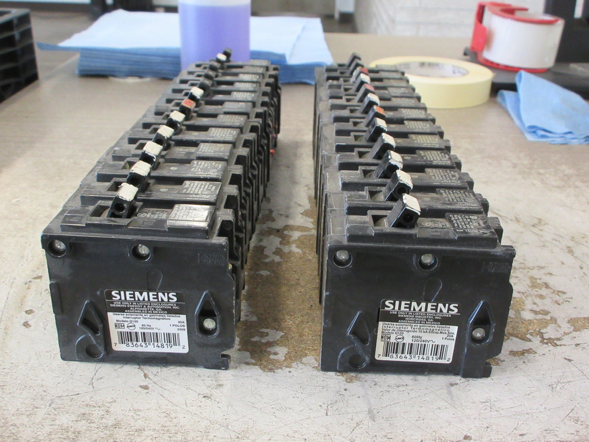 Siemens/ITE Circuit Breaker Q120 20A 120/240V 1P *Lot of 24* Clip On Used