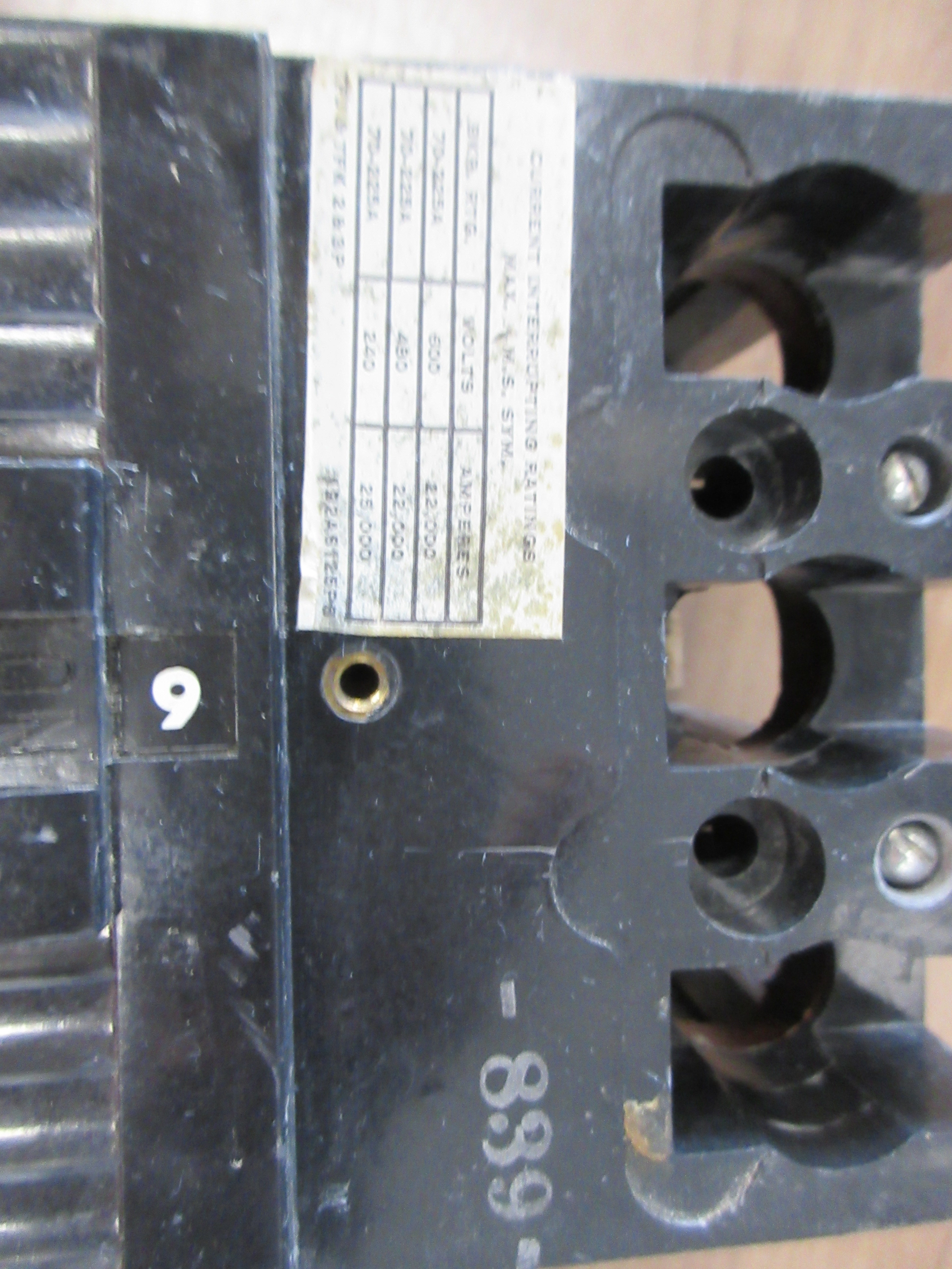 GE Circuit Breaker TFJ236150 150A 600V 3P (2) Mounting Screws Used