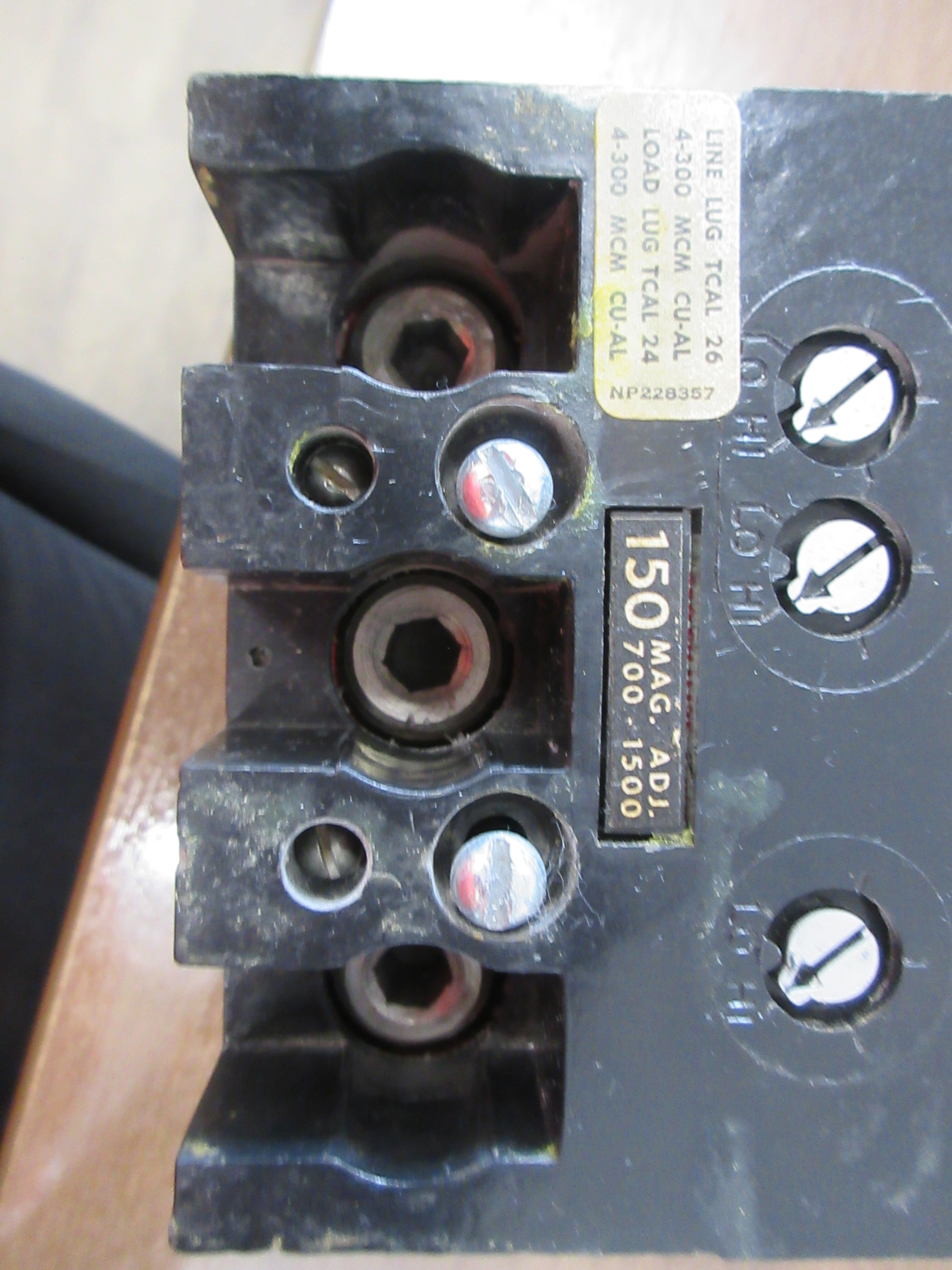 GE Circuit Breaker TFJ236150 150A 600V 3P (2) Mounting Screws Used