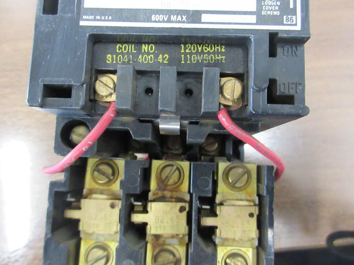 Square D Size 1 Starter 8536 SCO -3 S Ser. A 120V Coil 600 V Used