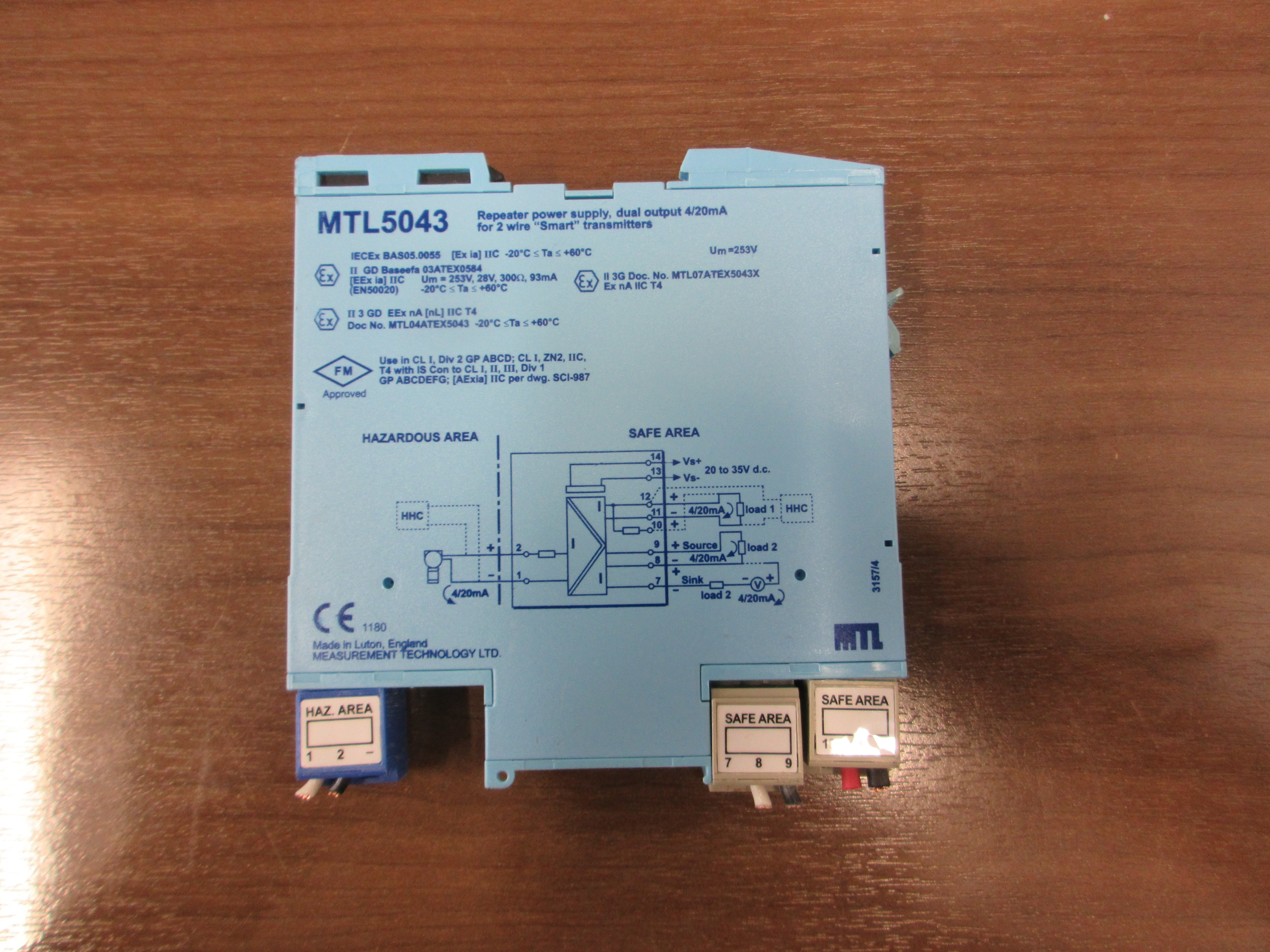 MTL Repeater Power Supply MTL 5043 Dual Output 4/20 MA Used