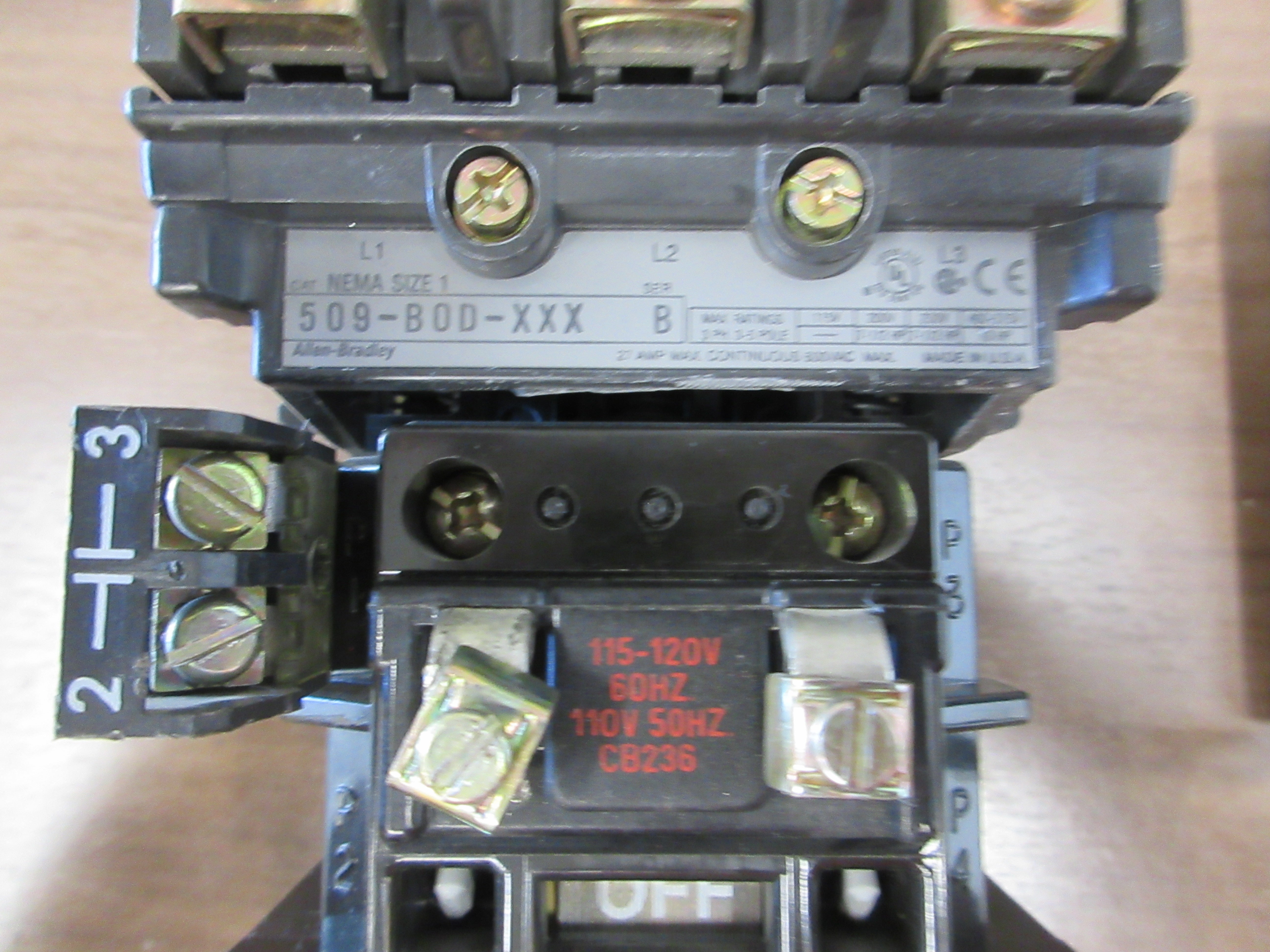 Allen- Bradley Size 1 Starter 509-BOD-XXX / 592-EC 2BC 115-120V Coil Used