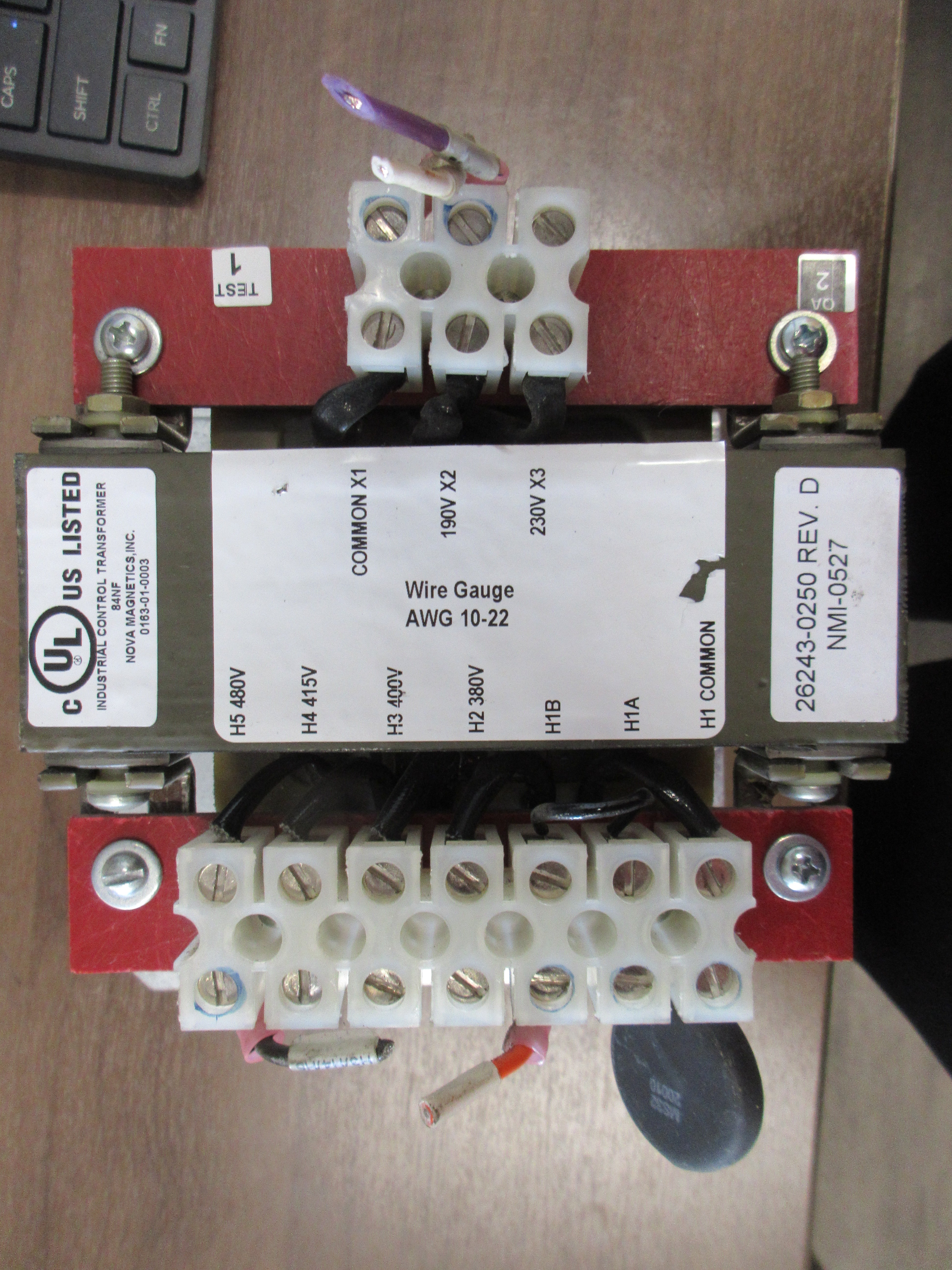 Nova Magnetics Control Transformer 0163-01-0003 250VA Sec: 190/230V Used
