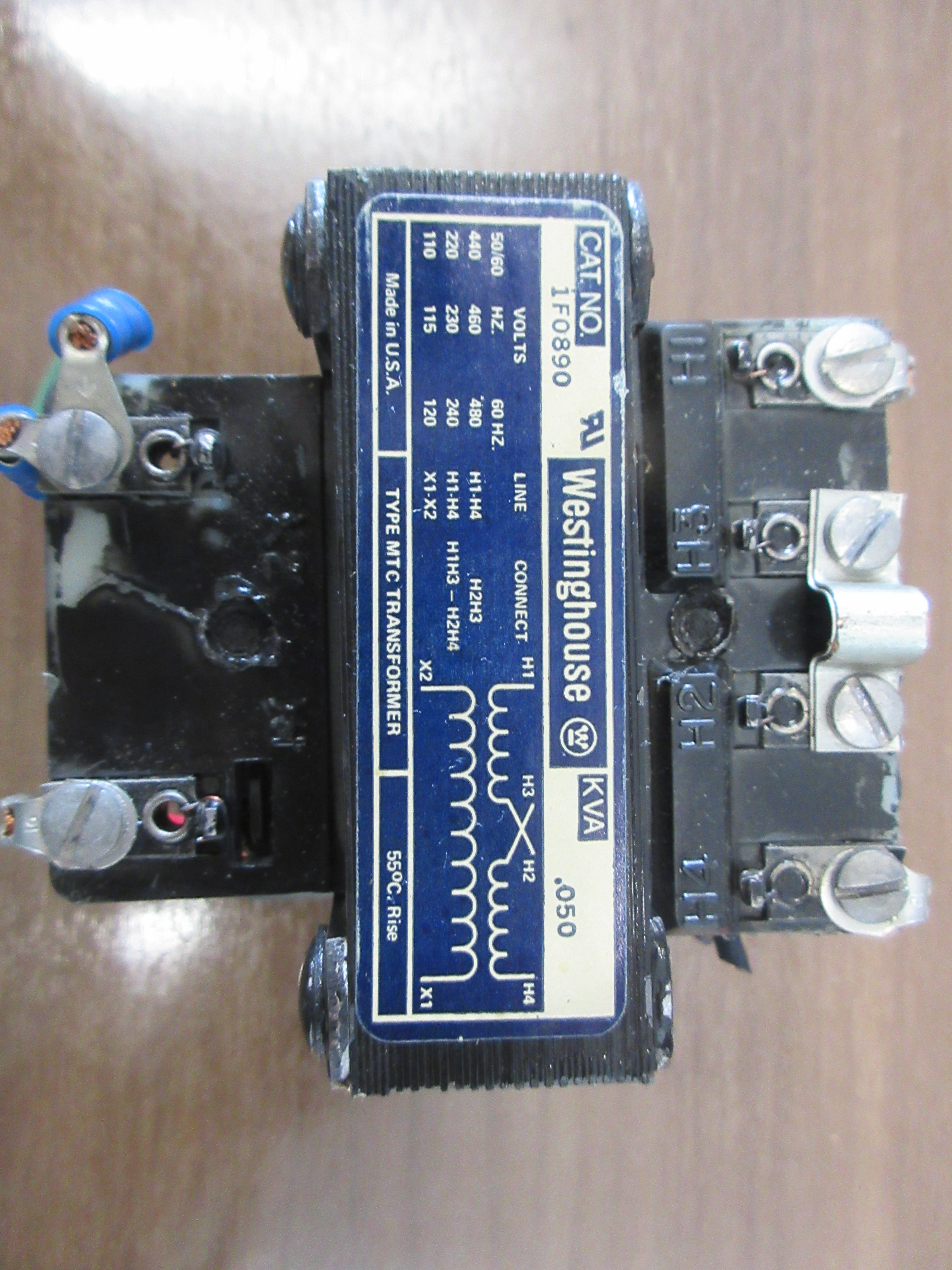 Westinghouse Type MTC Transformer 1F0890 0.050 KVA Pri: 240/480v Sec: 120V Used