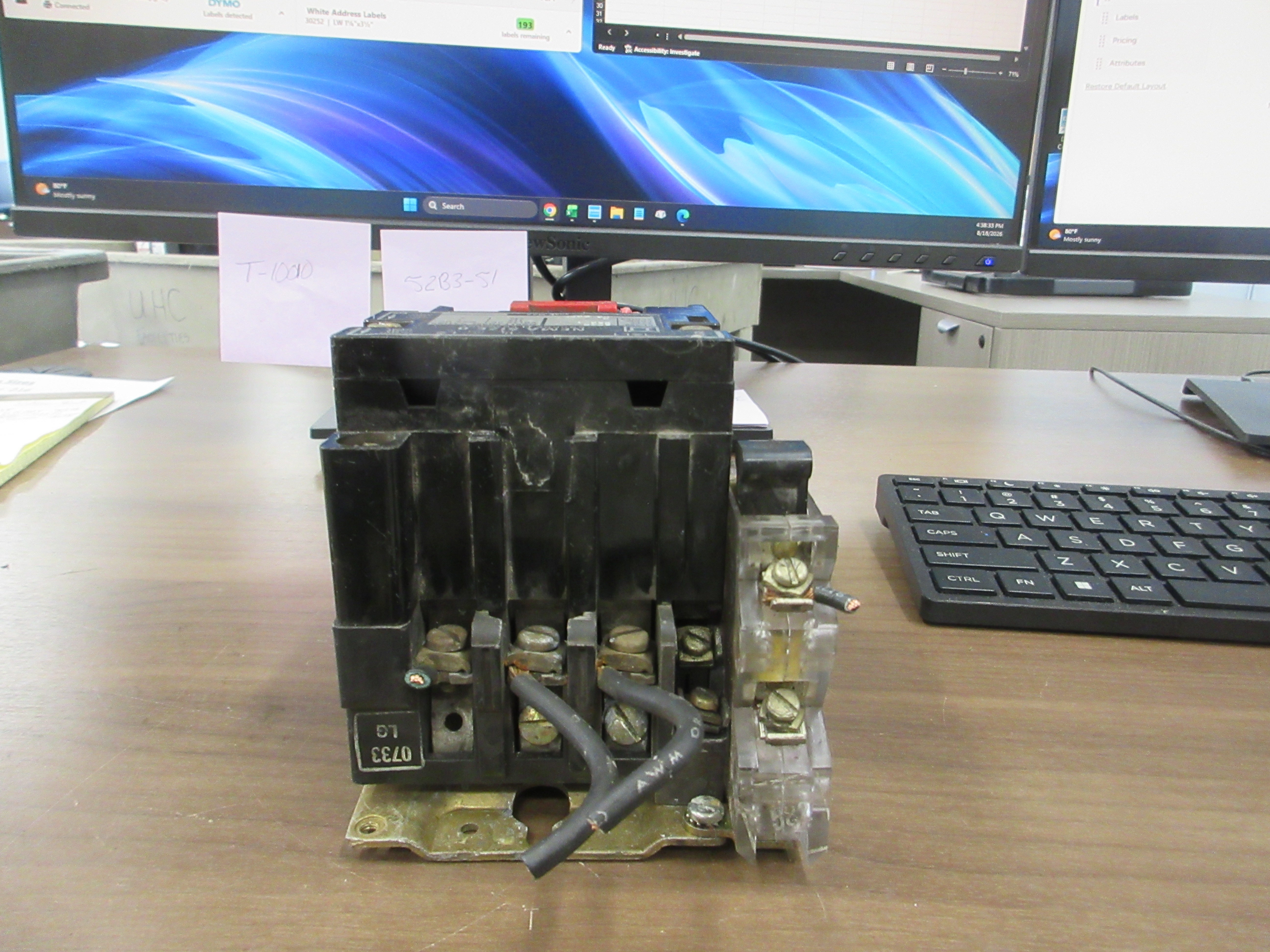 Square D Size 0 Starter 8536 SBG1 Ser. A 120/240V Coil 600V W/Aux Fuse Used