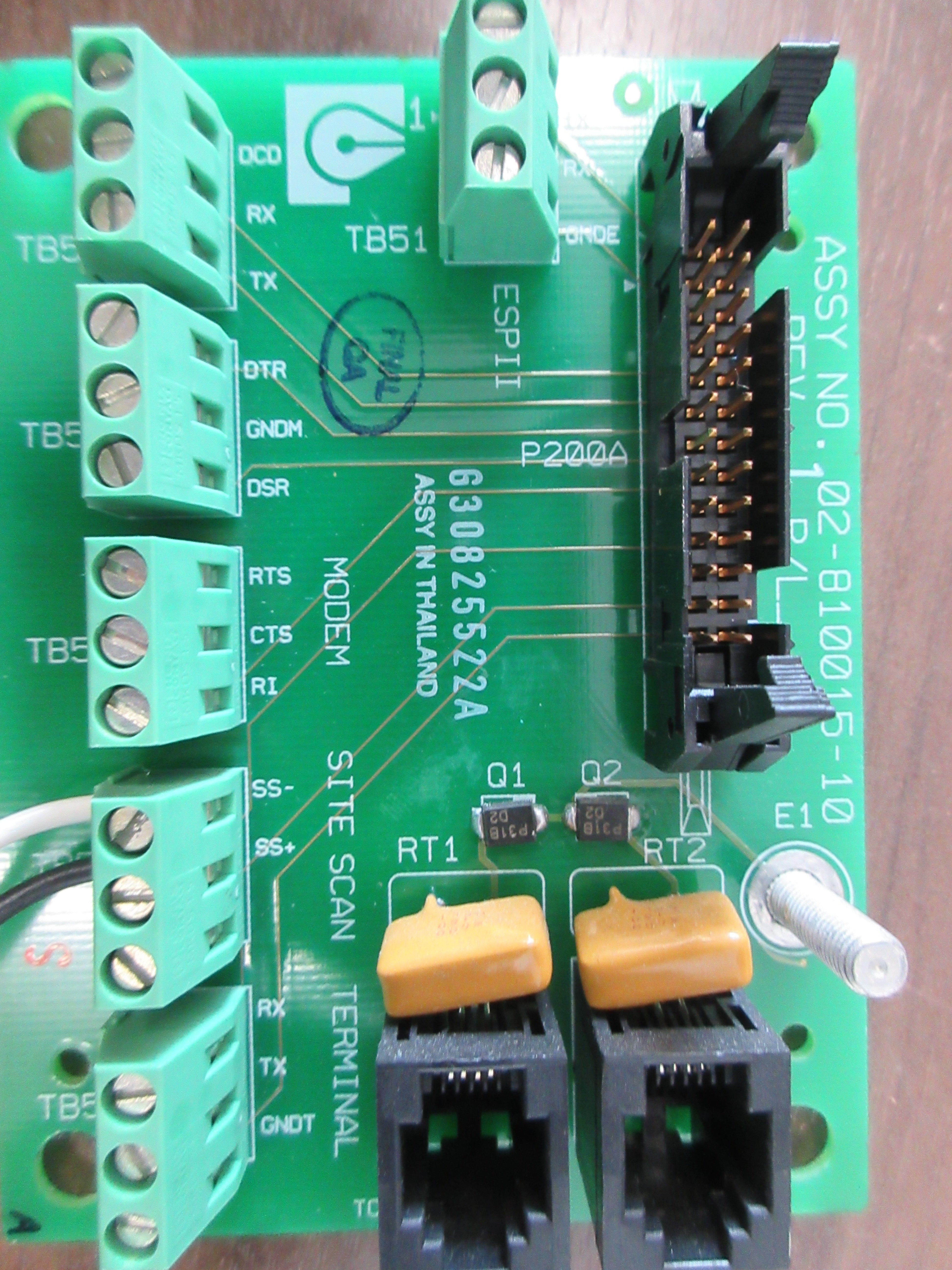 Liebert Modem Site Scan PCB 02-810015-10 Rev. 1 Used