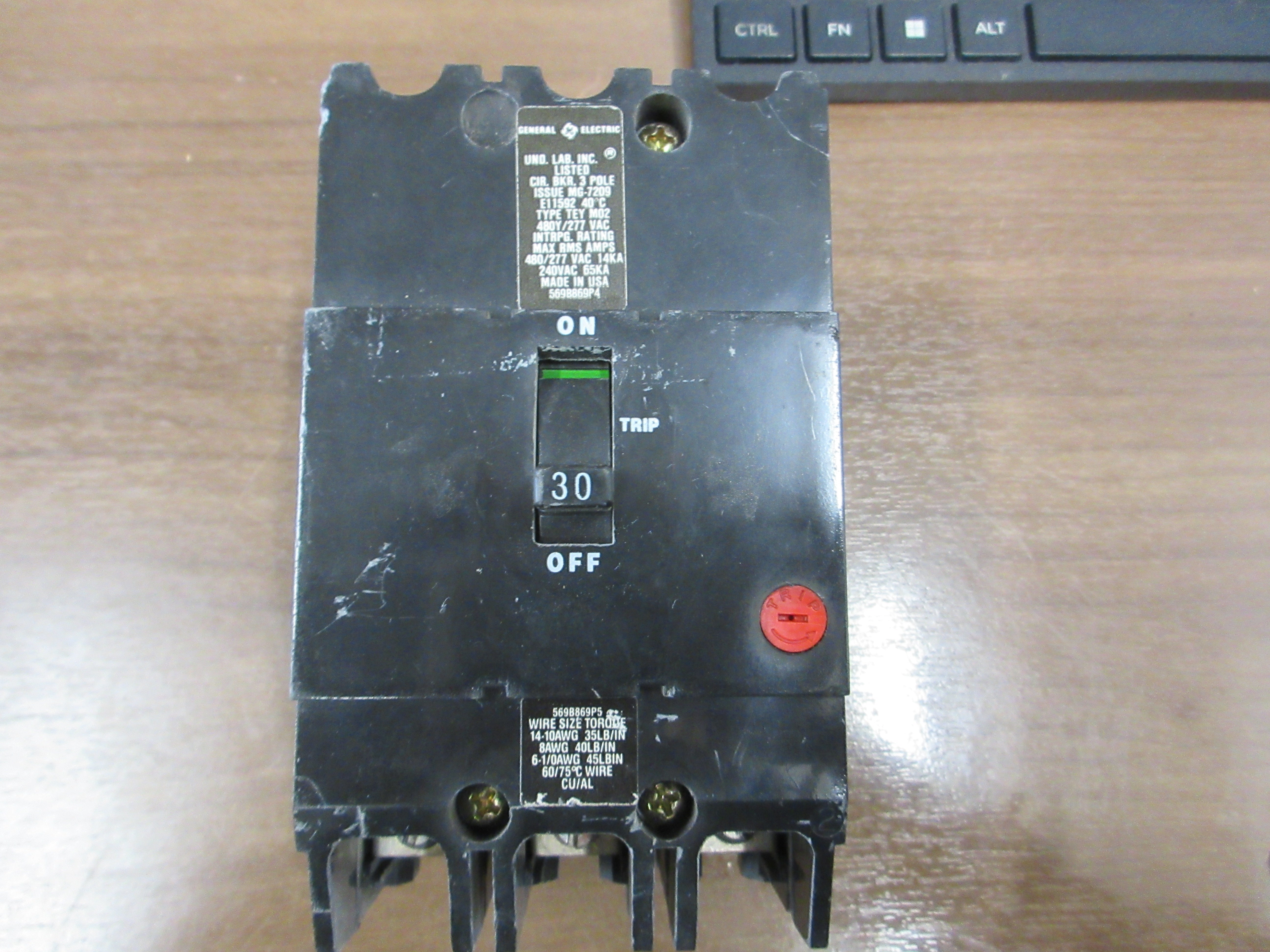 GE Bolt-On Circuit Breaker TEY 330 Ser. M02 30A 480/227V 3P Used