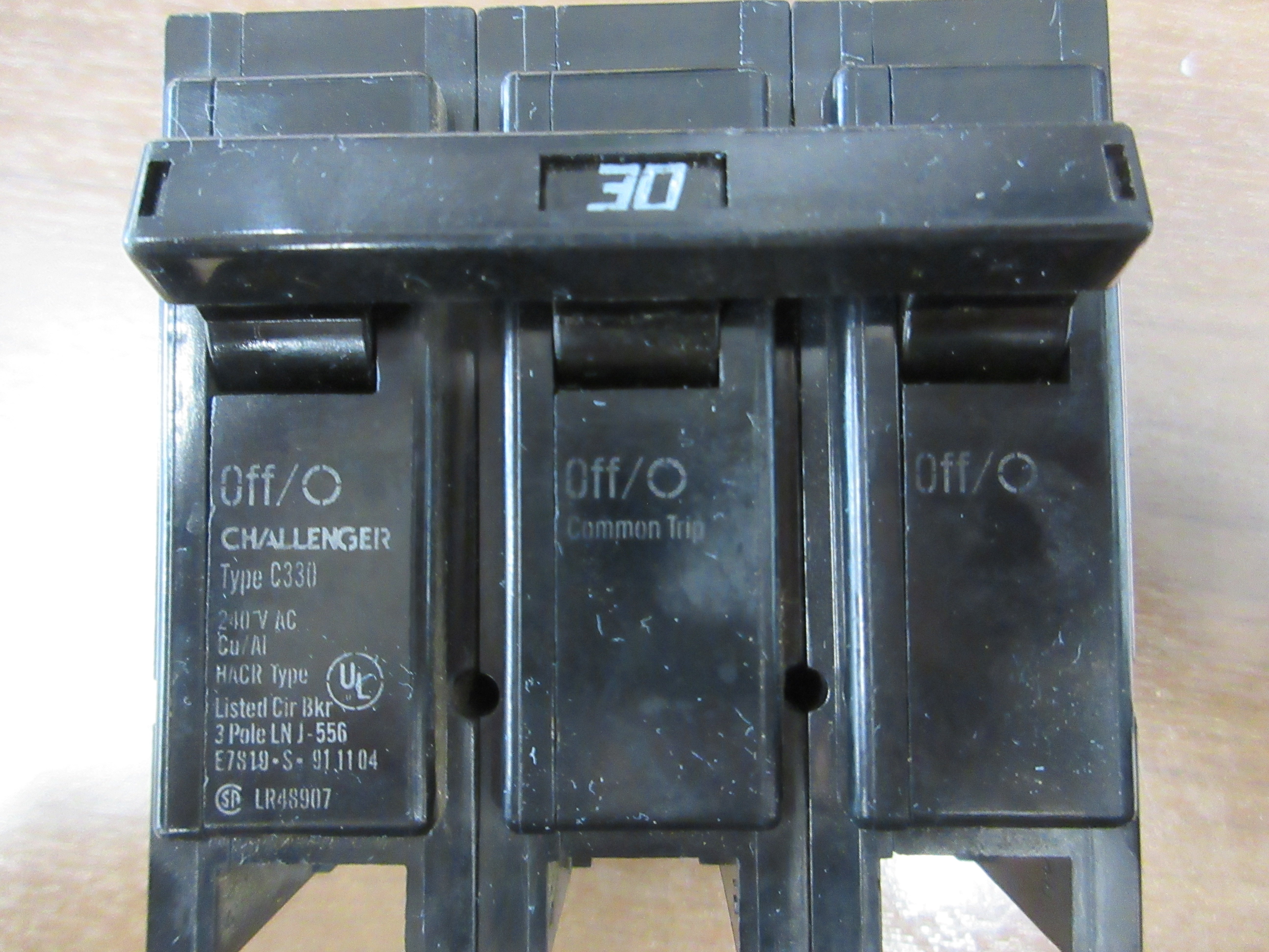 Challenger Clip-On Circuit Breaker C330 30A 240V 3P Used