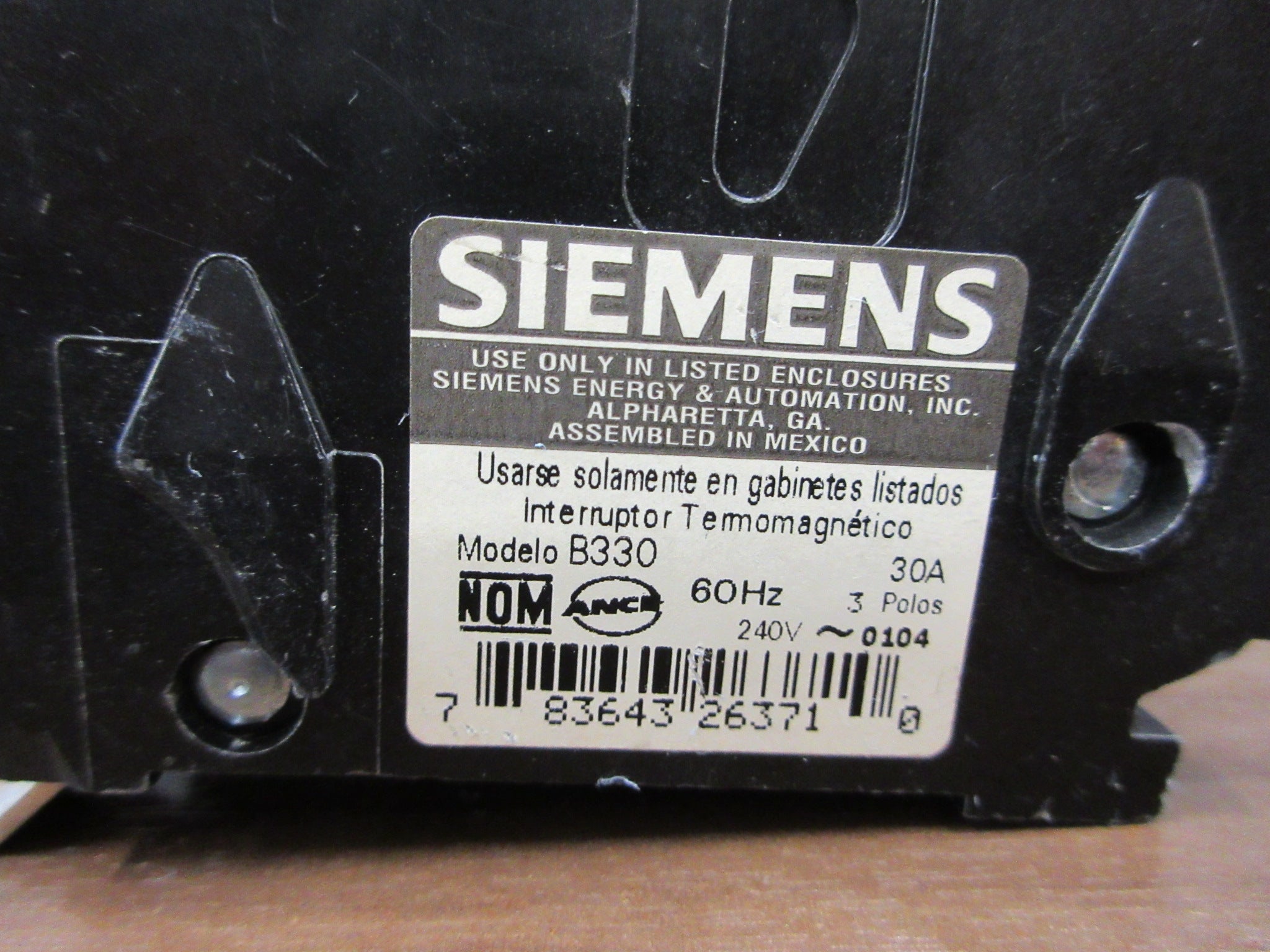 Siemens Type BL Bolt-On Circuit Breaker B330 30A 240V 3P Used