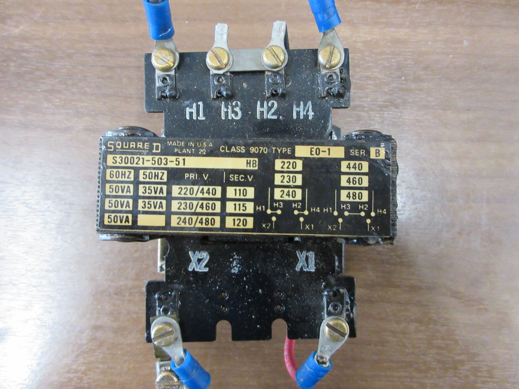 Square D Control Transformer 9070 E0-1 0.050kVA Pri:240/480V Sec:120V Used