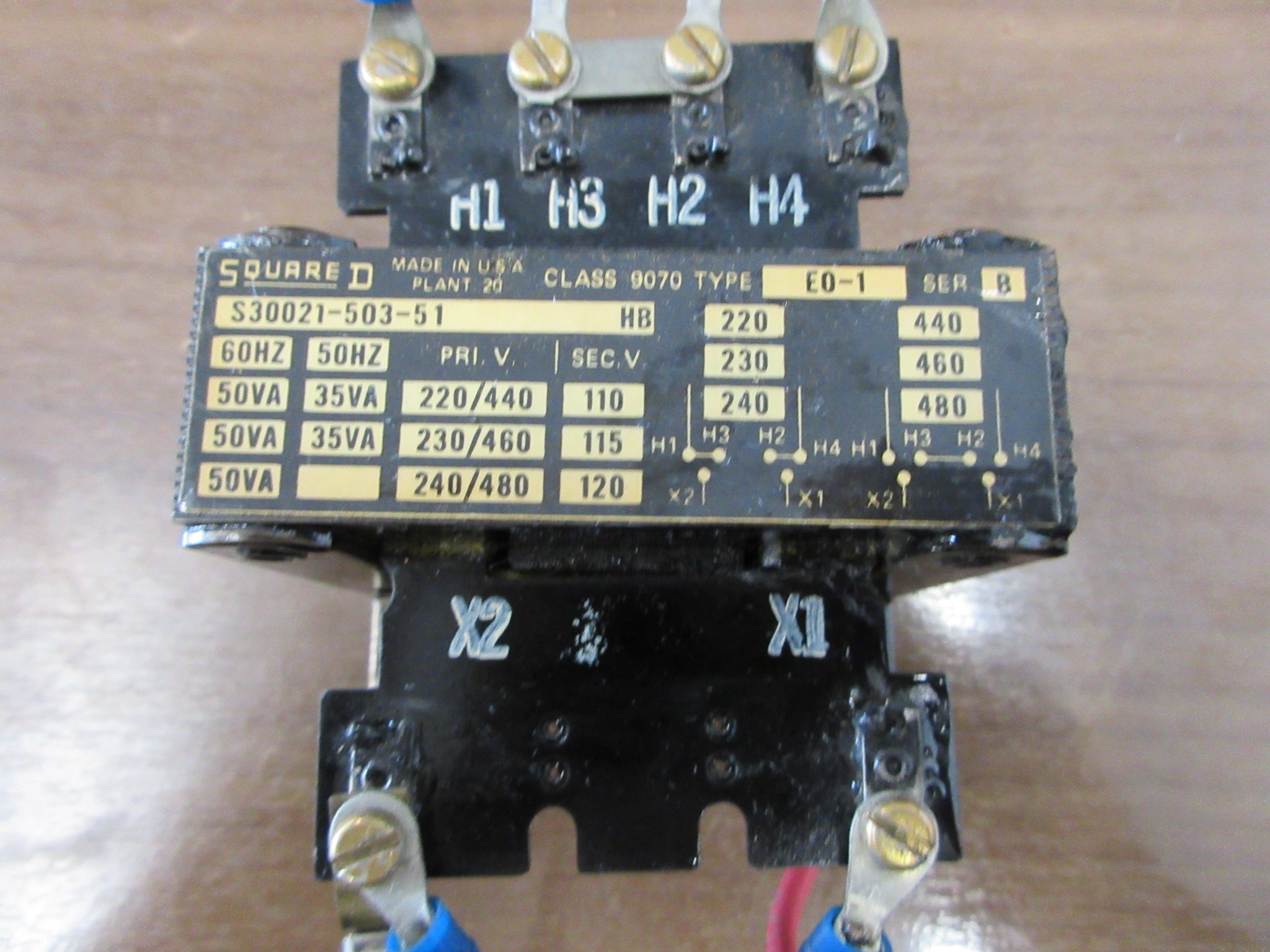 Square D Control Transformer 9070 E0-1 0.050kVA Pri:240/480V Sec:120V Used